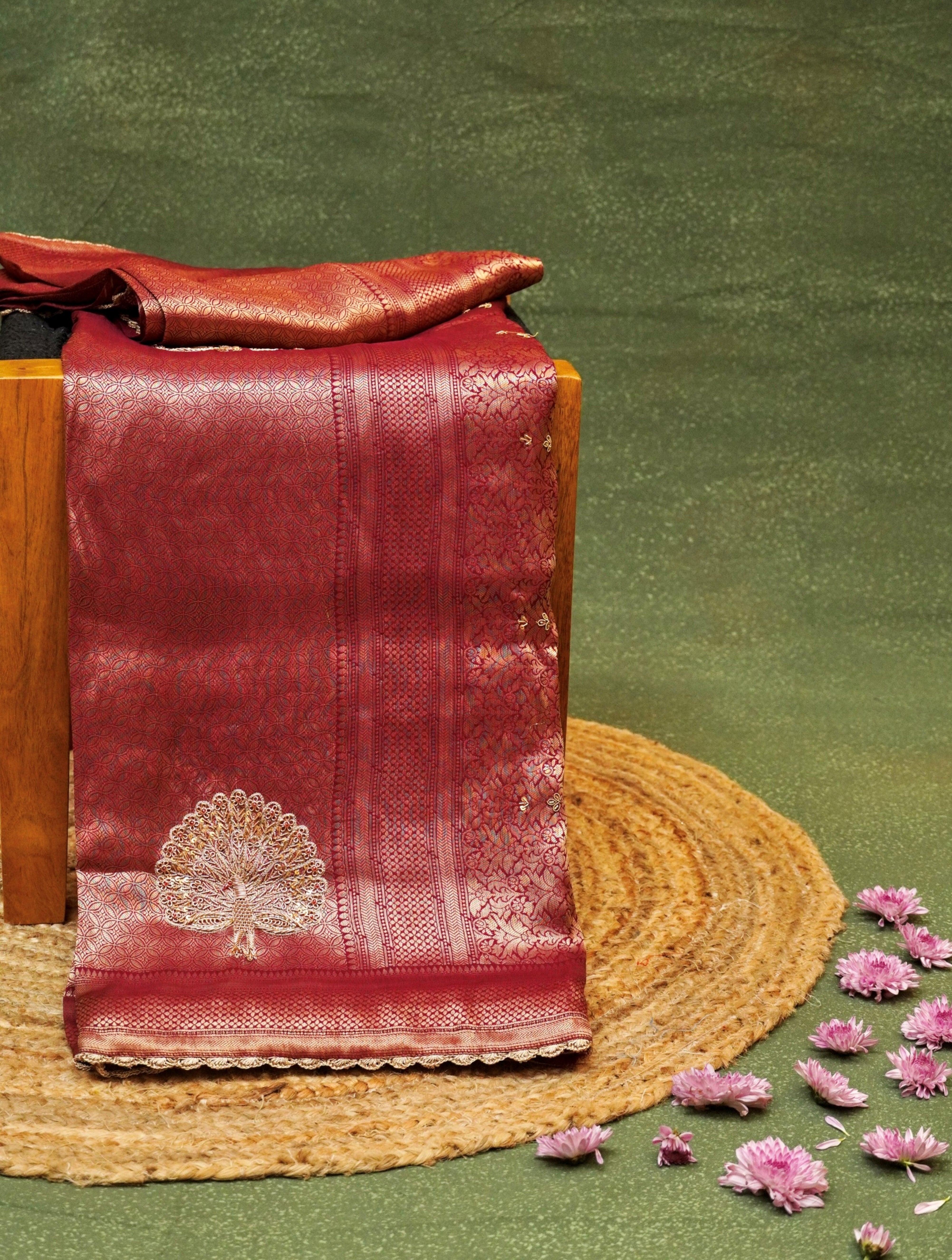 Designer Magenta Katan Soft Silk Saree