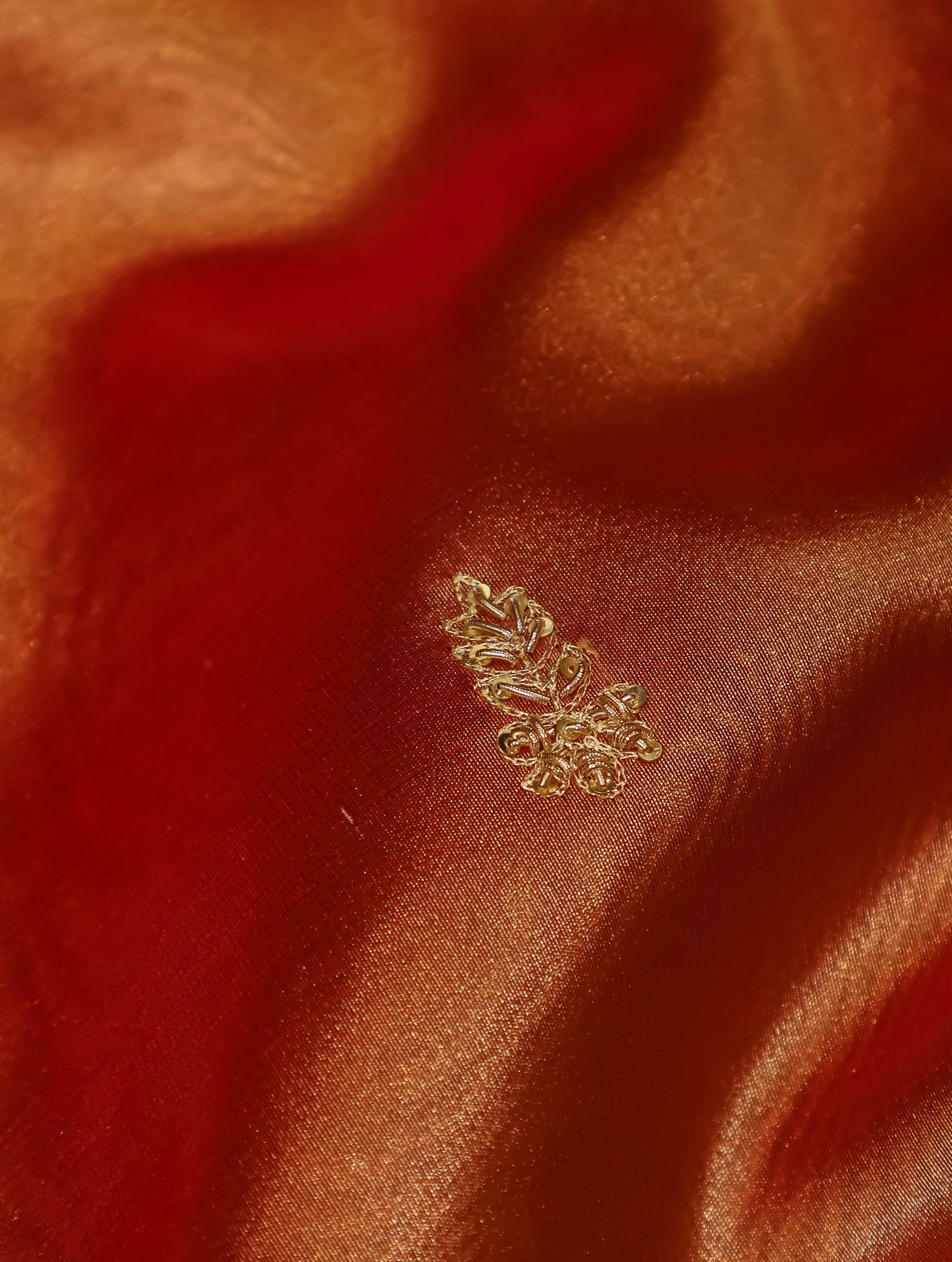 Designer Rust Tissue Silk Saree - Sumangal Ekam