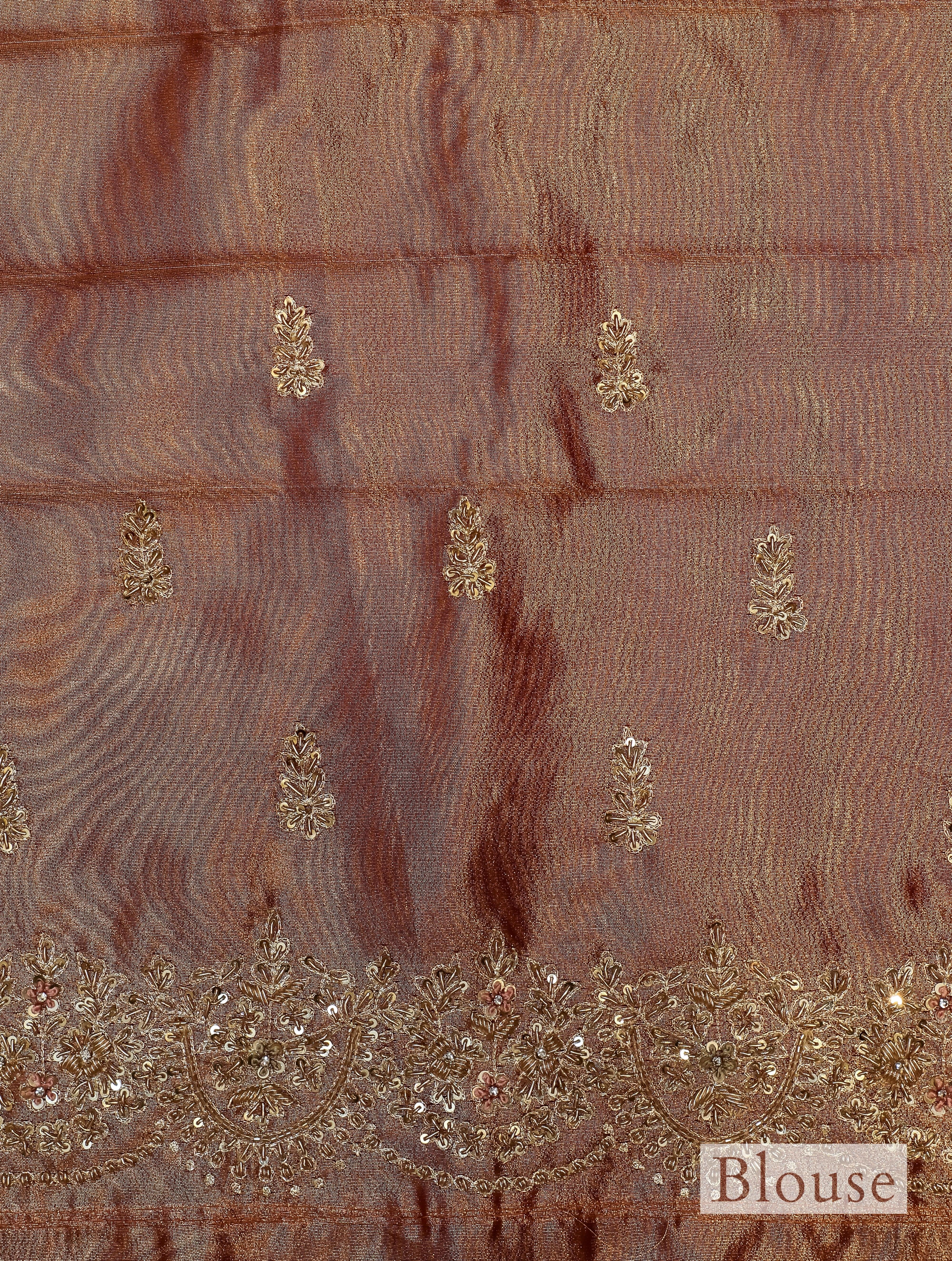 Designer Rust Tissue Silk Saree - Sumangal Ekam