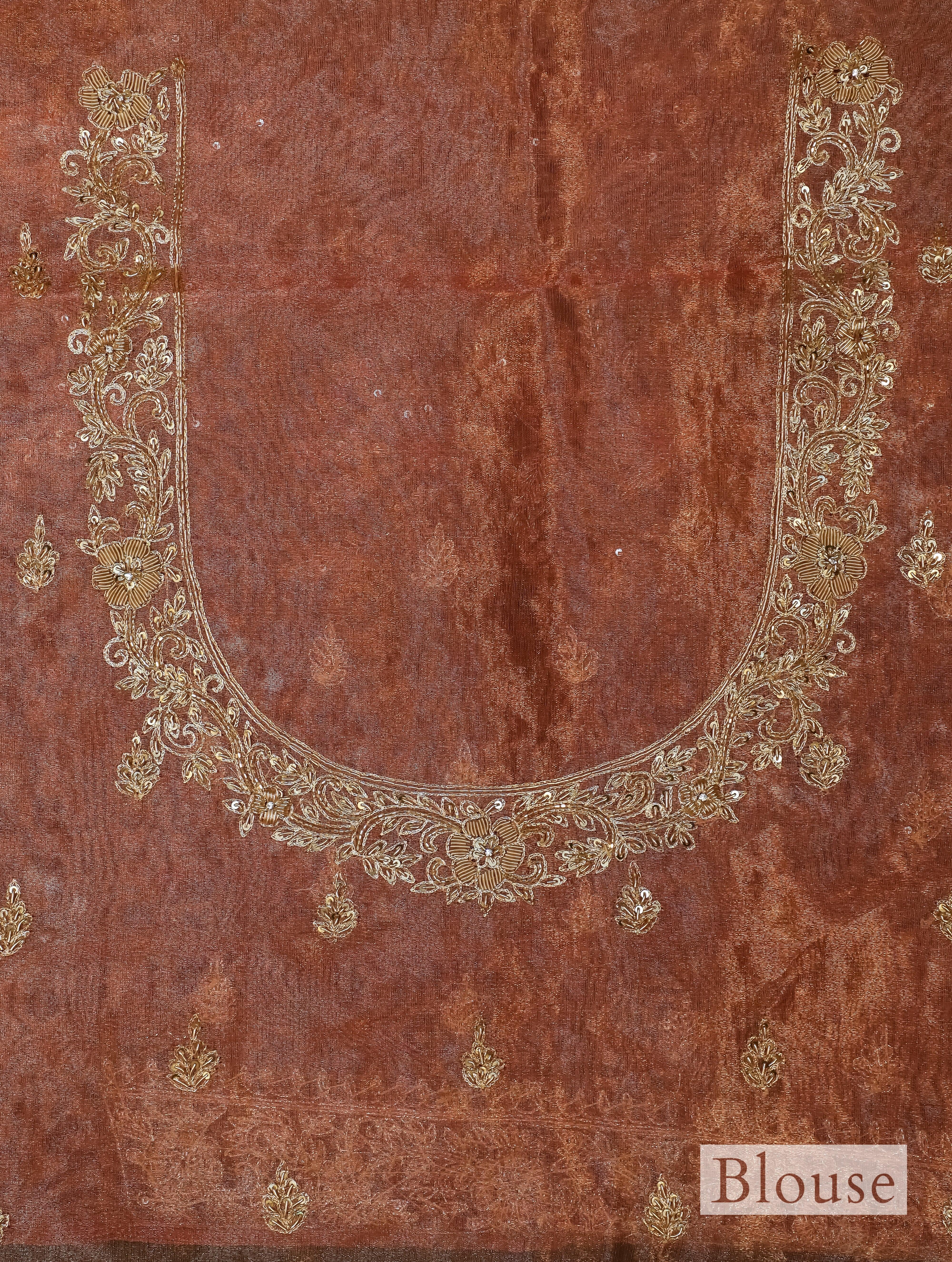 Designer Rust Tissue Silk Saree - Sumangal Ekam