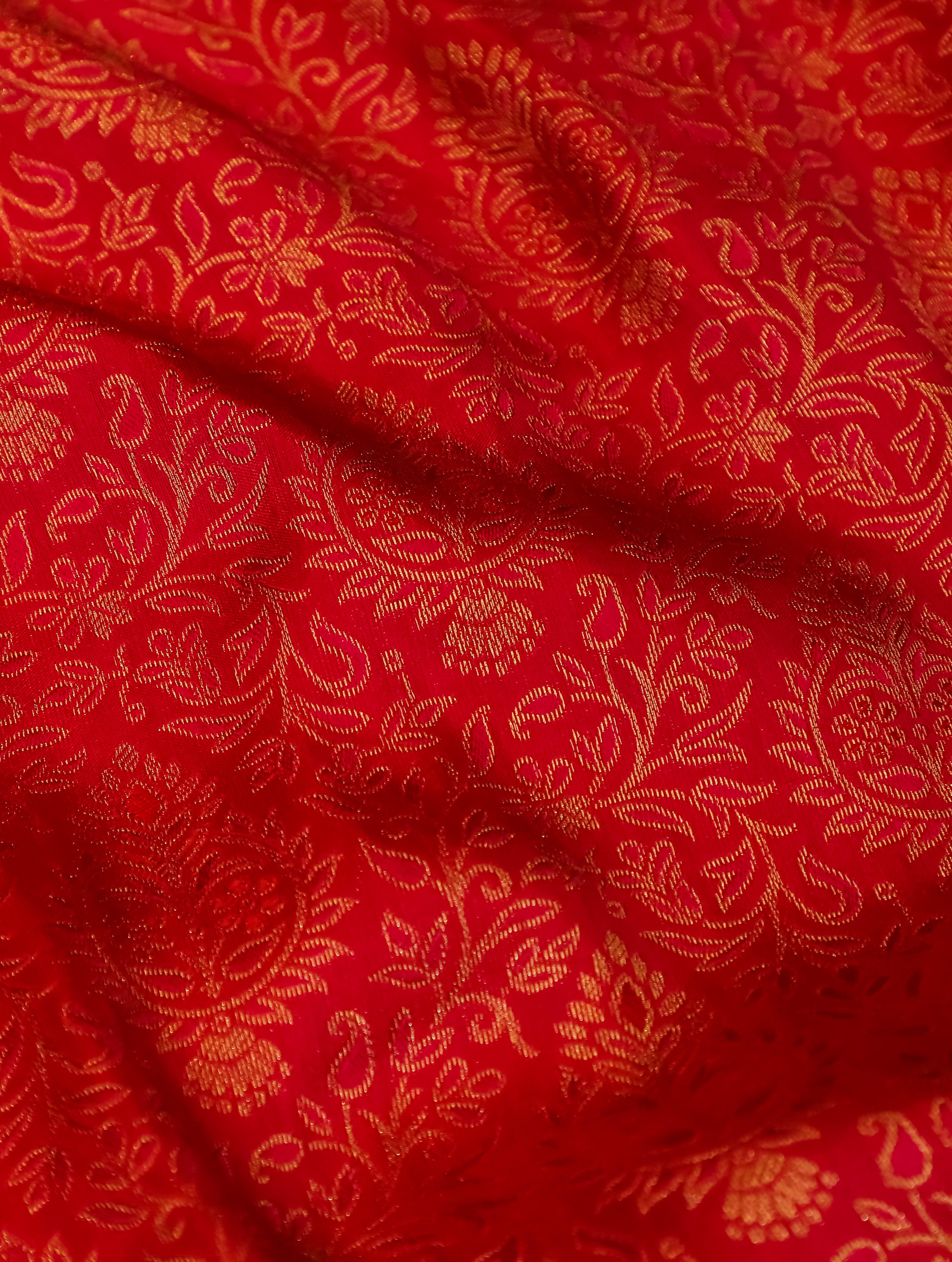 Designer Red Katan Silk Saree - Sumangal Ekam