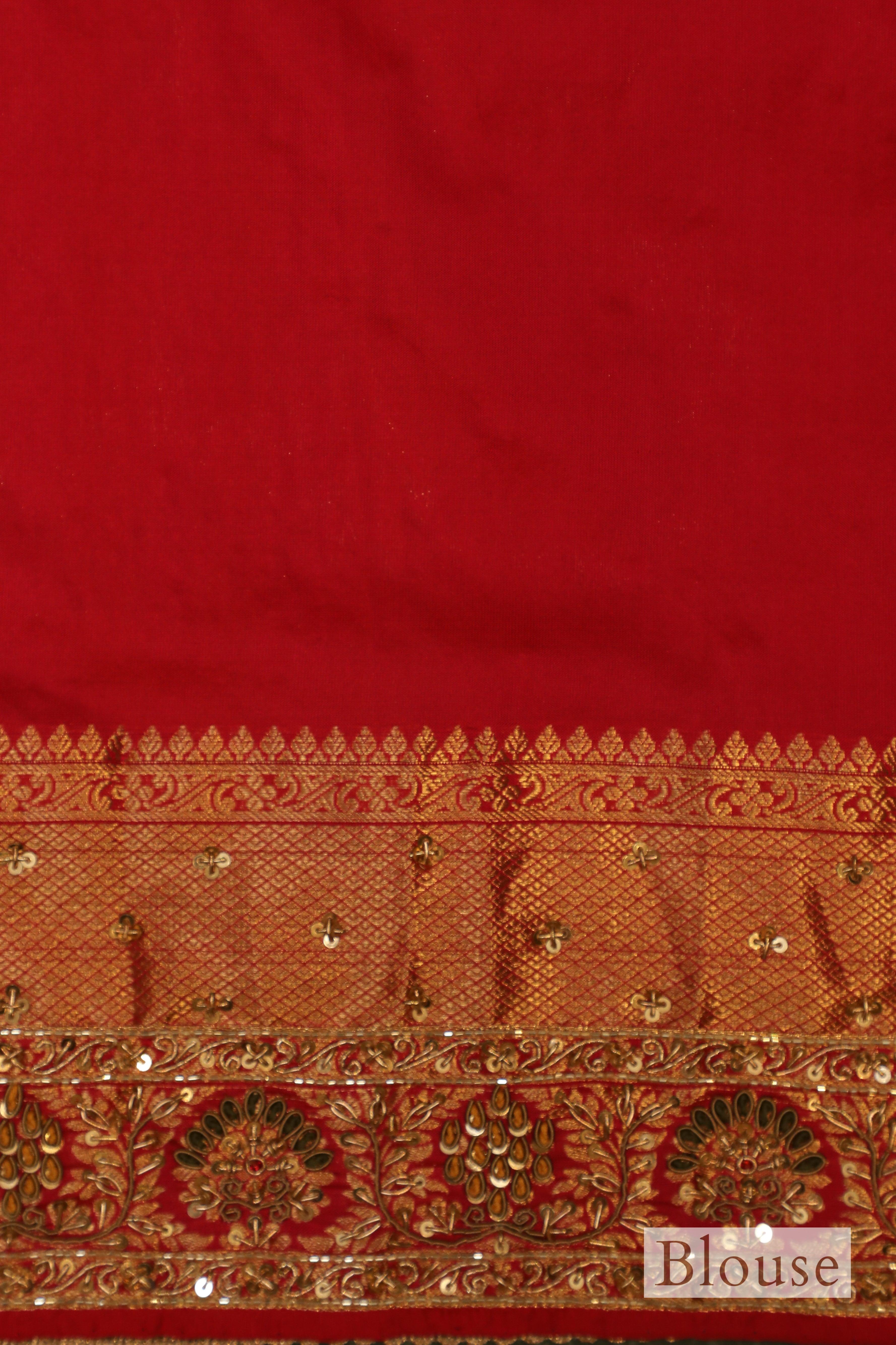 Designer Red Katan Silk Saree - Sumangal Ekam