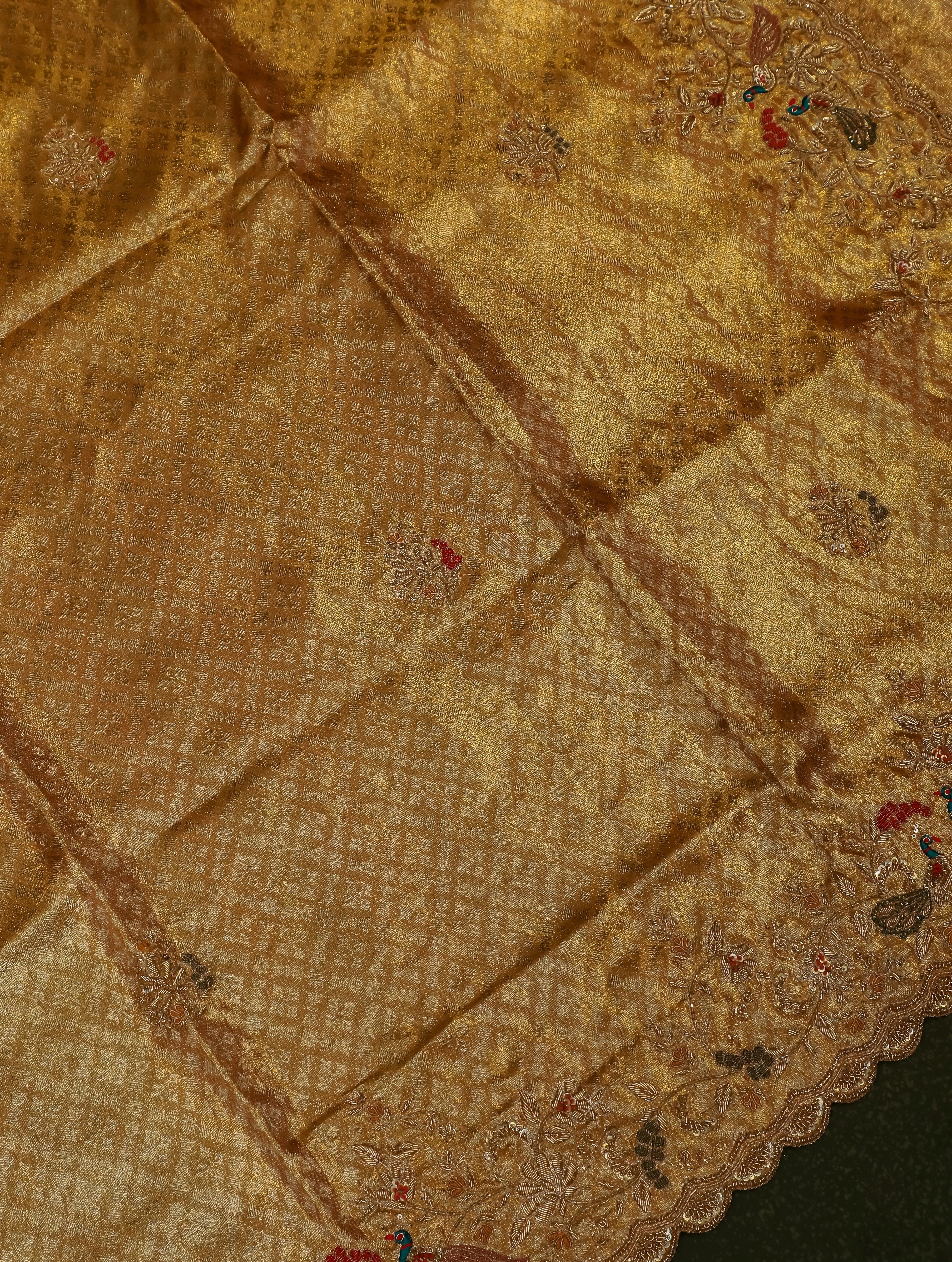 Designer Gold Katan Tissue Silk Saree - Sumangal Ekam