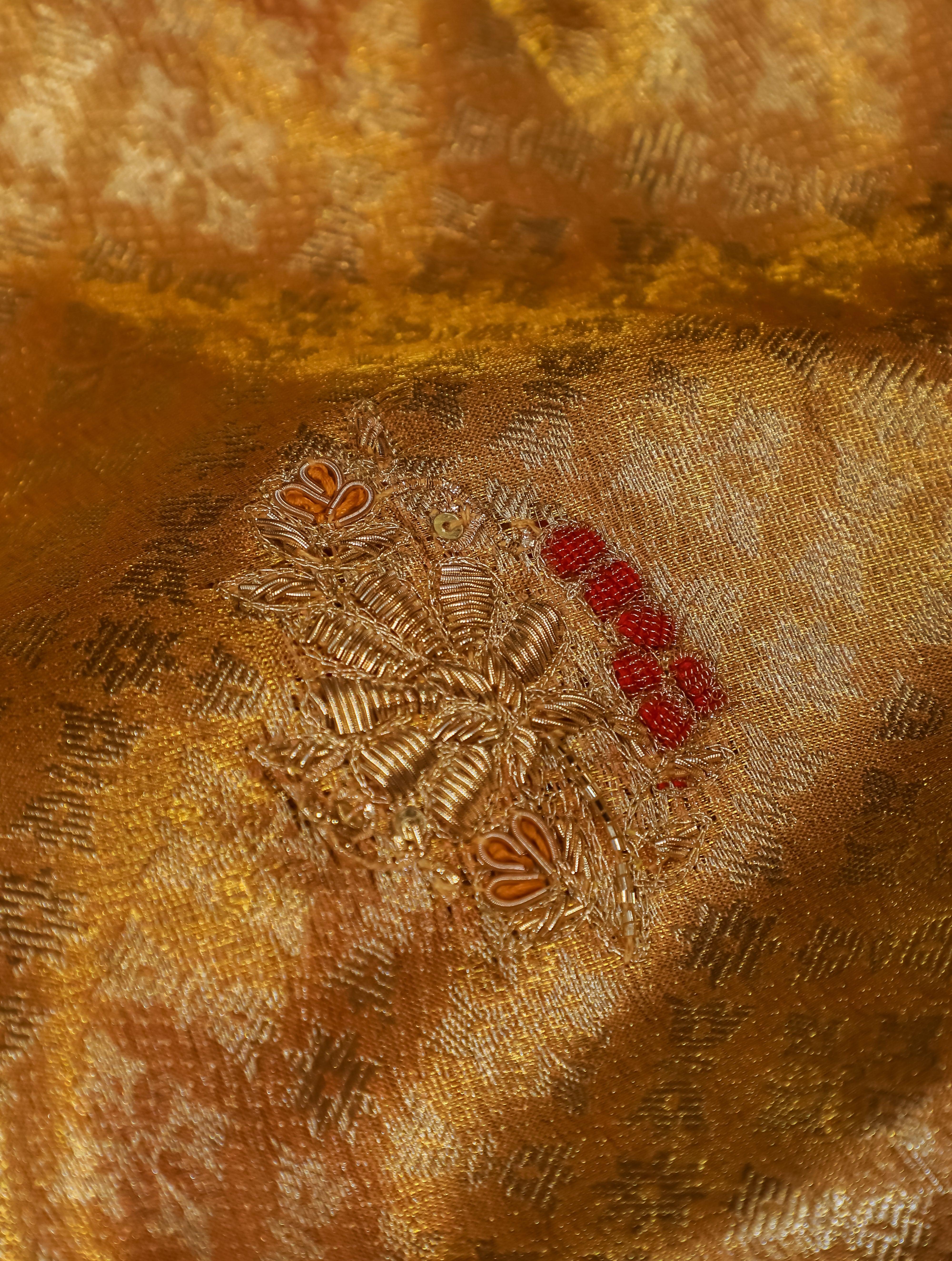 Designer Gold Katan Tissue Silk Saree - Sumangal Ekam