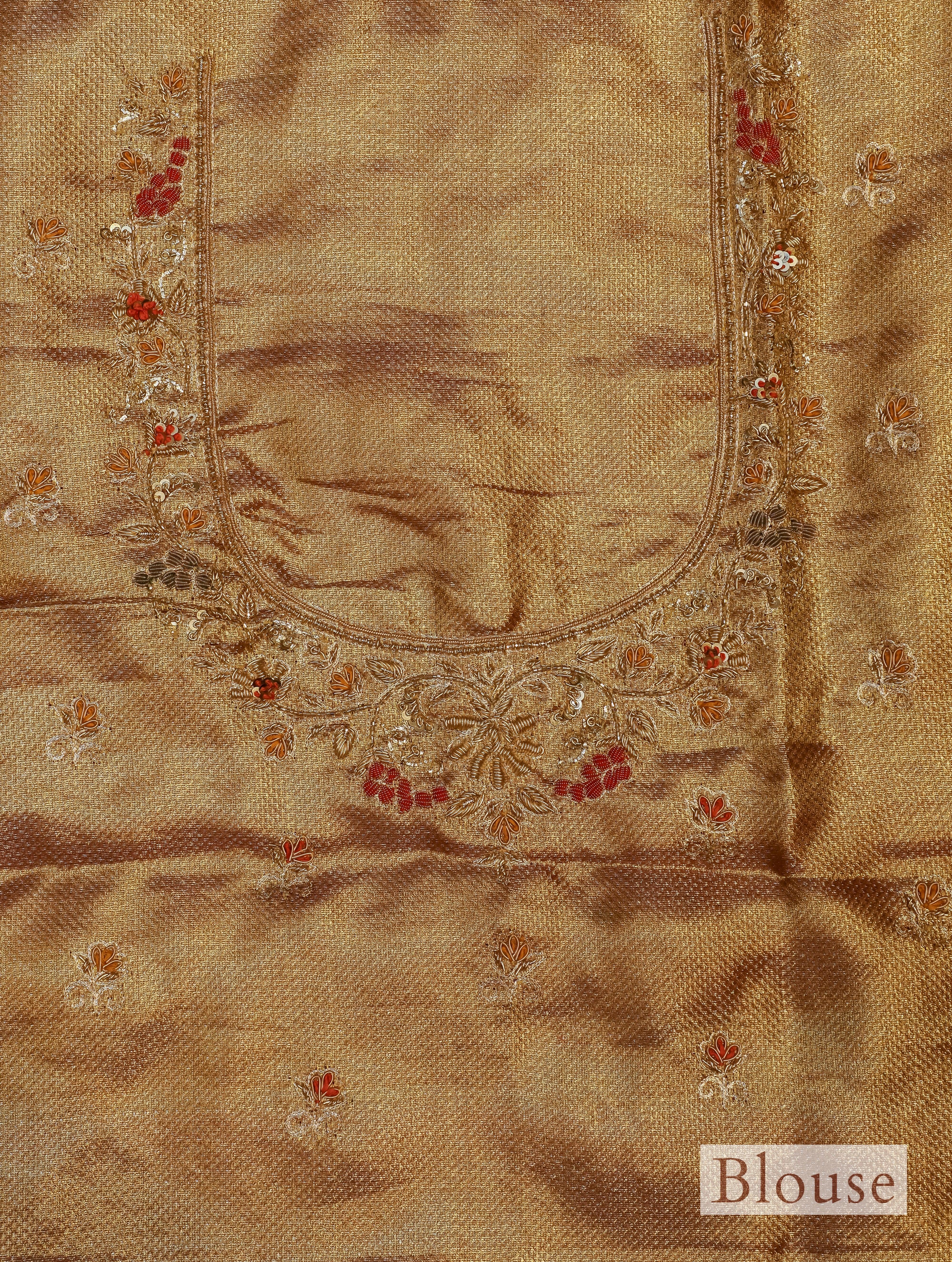 Designer Gold Katan Tissue Silk Saree - Sumangal Ekam