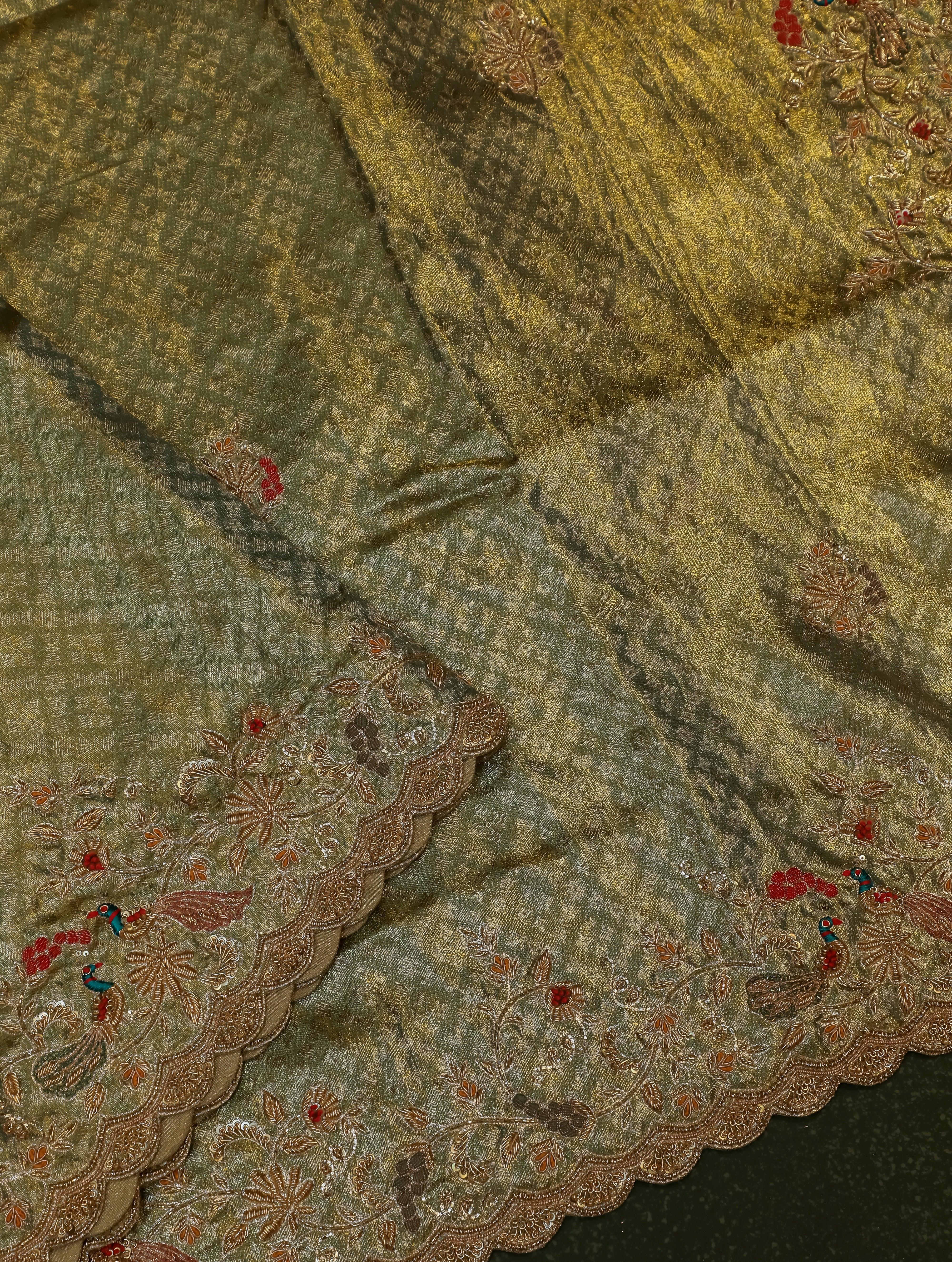 Designer Green Katan Tissue Silk Saree - Sumangal Ekam