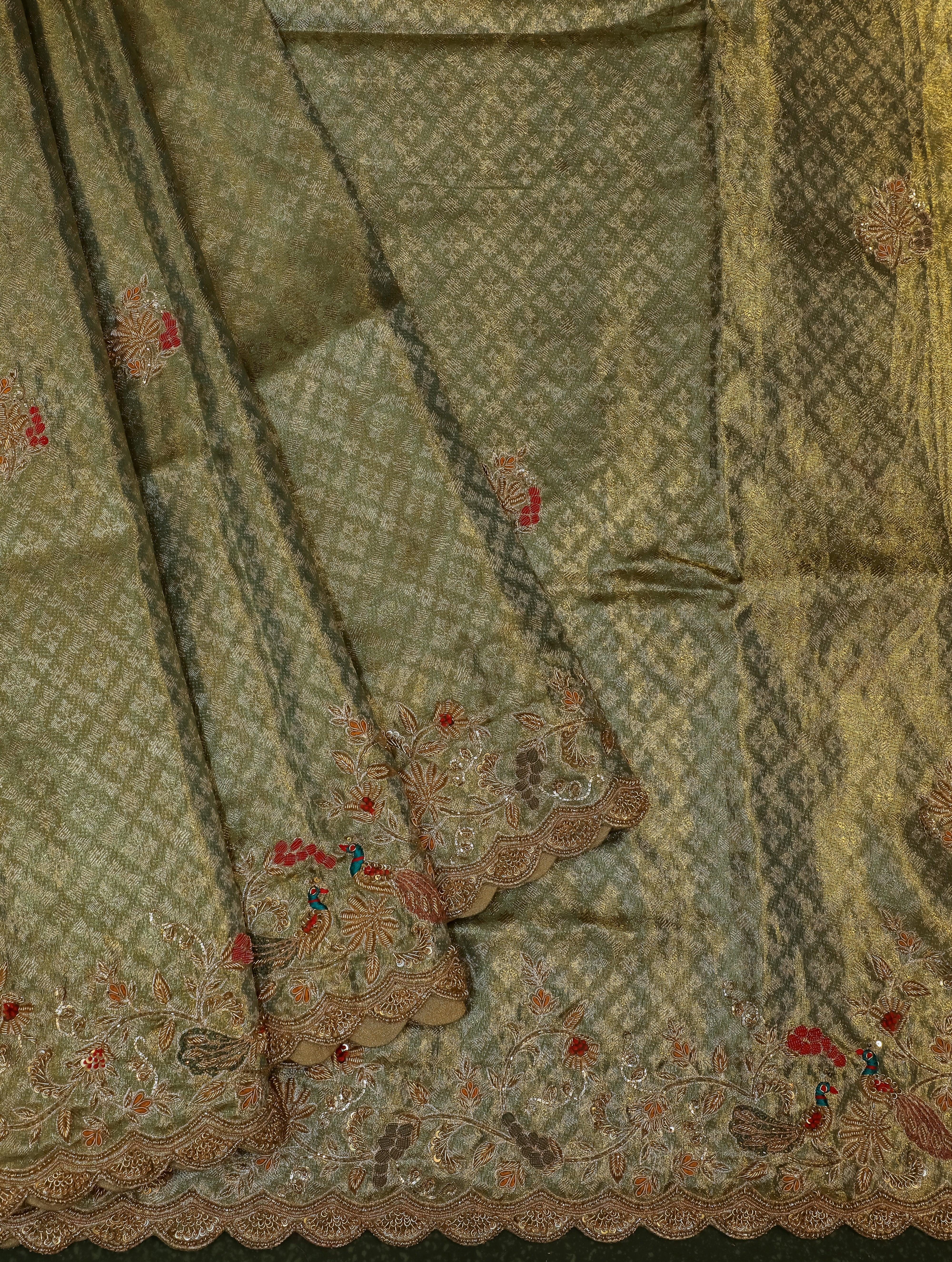 Designer Green Katan Tissue Silk Saree - Sumangal Ekam