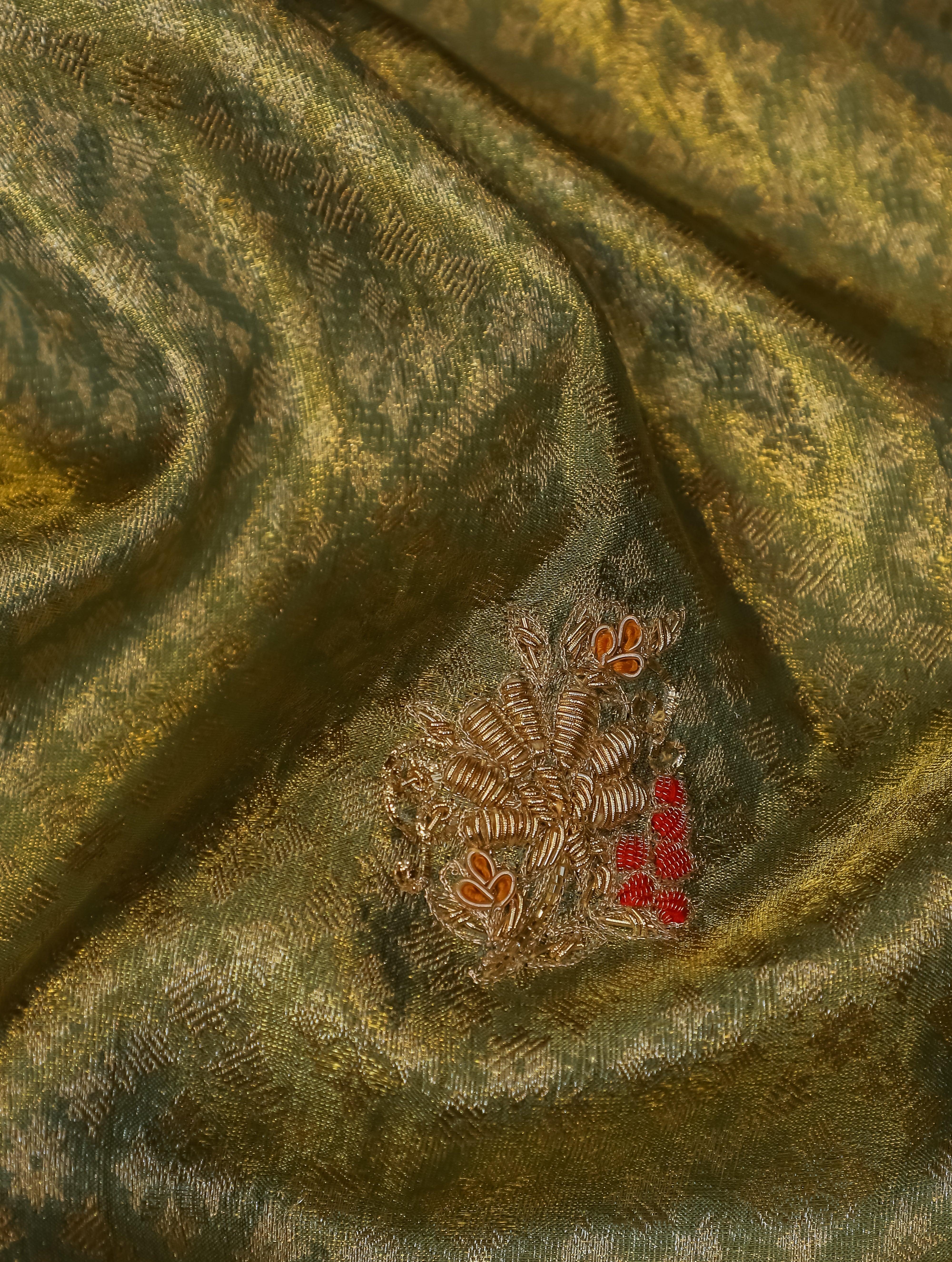 Designer Green Katan Tissue Silk Saree - Sumangal Ekam