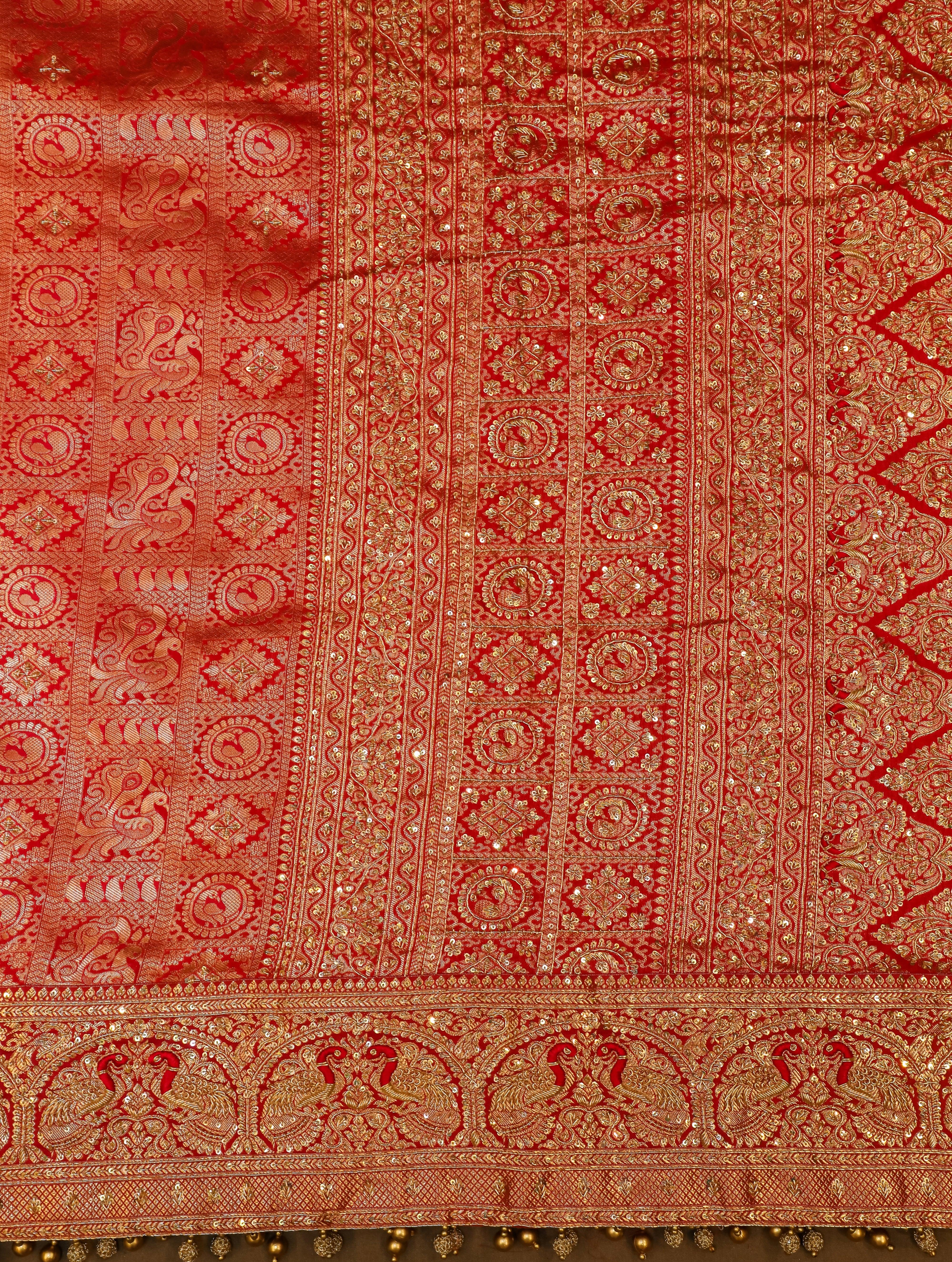 Designer Red Katan Silk Saree - Sumangal Ekam