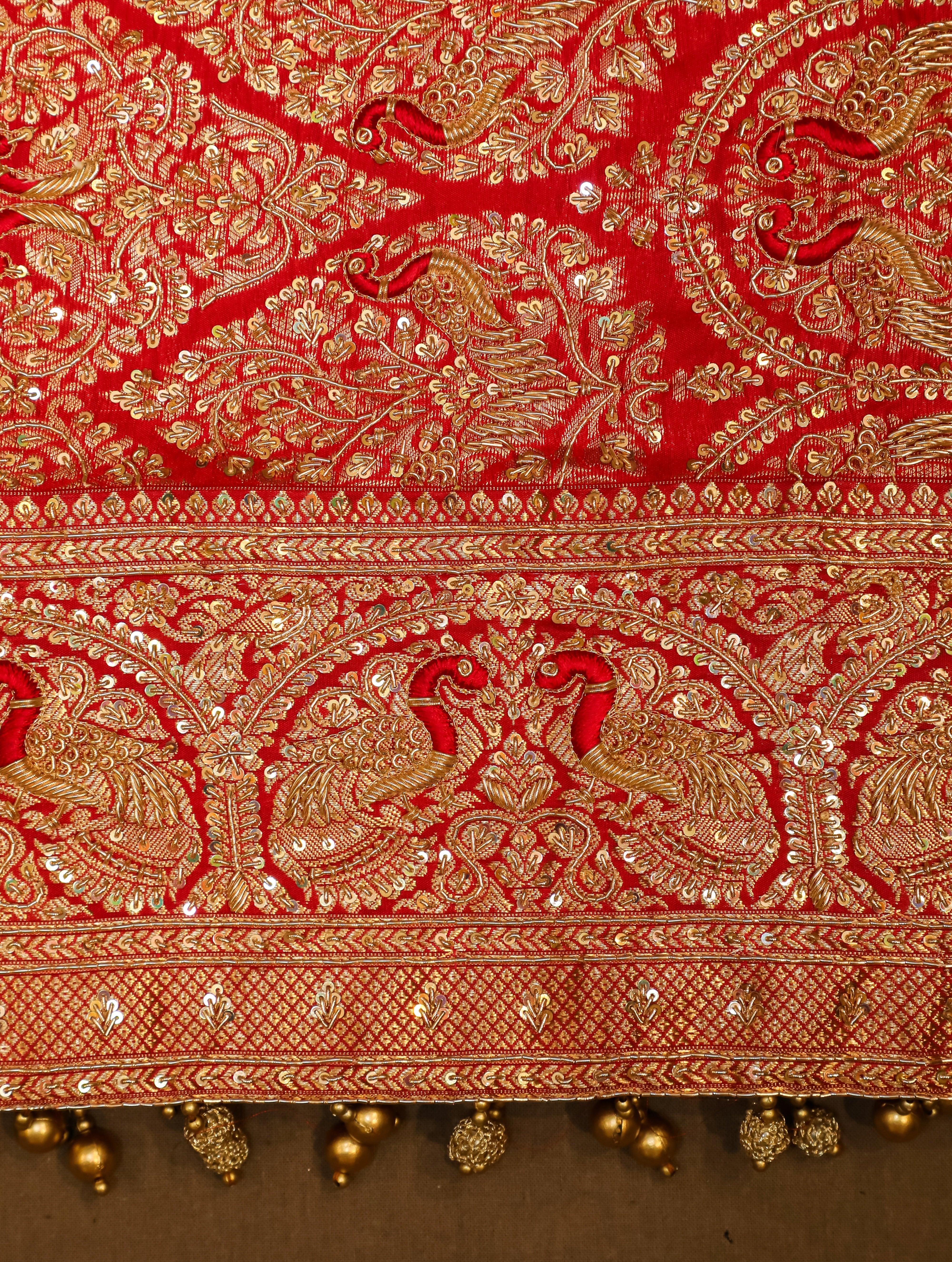 Designer Red Katan Silk Saree - Sumangal Ekam