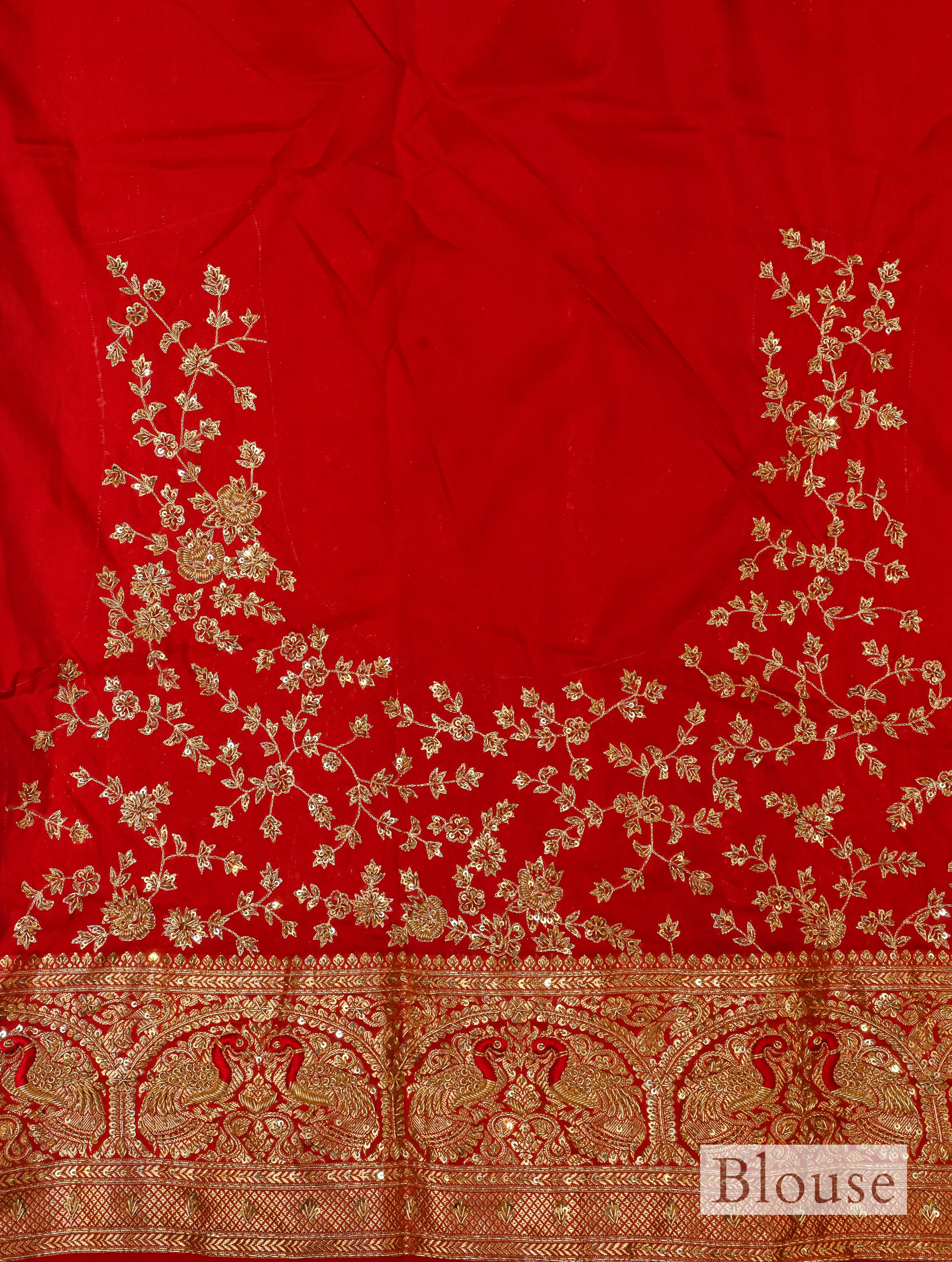 Designer Red Katan Silk Saree - Sumangal Ekam