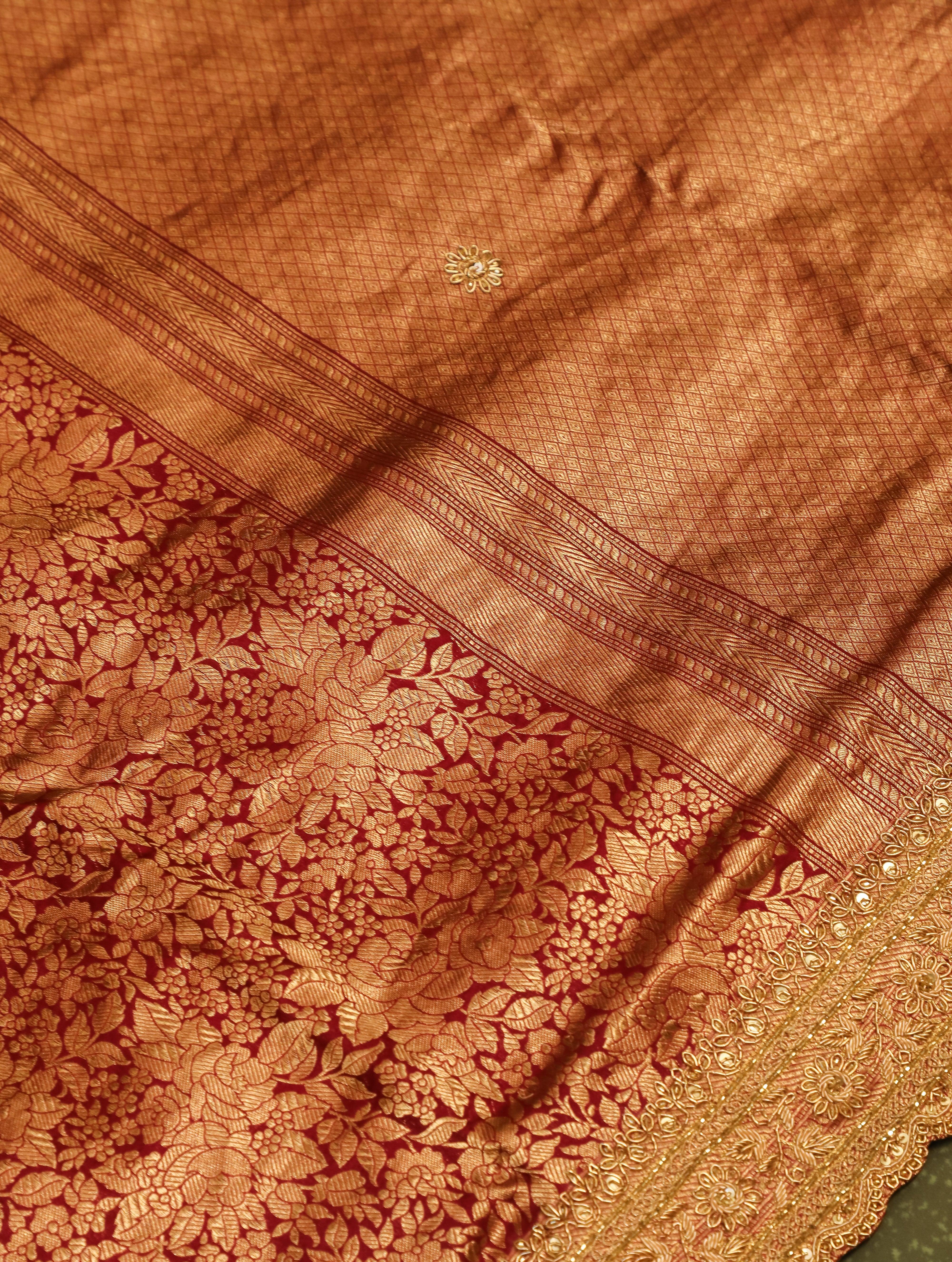 Designer Coffee Brown Katan Silk Saree - Sumangal Ekam
