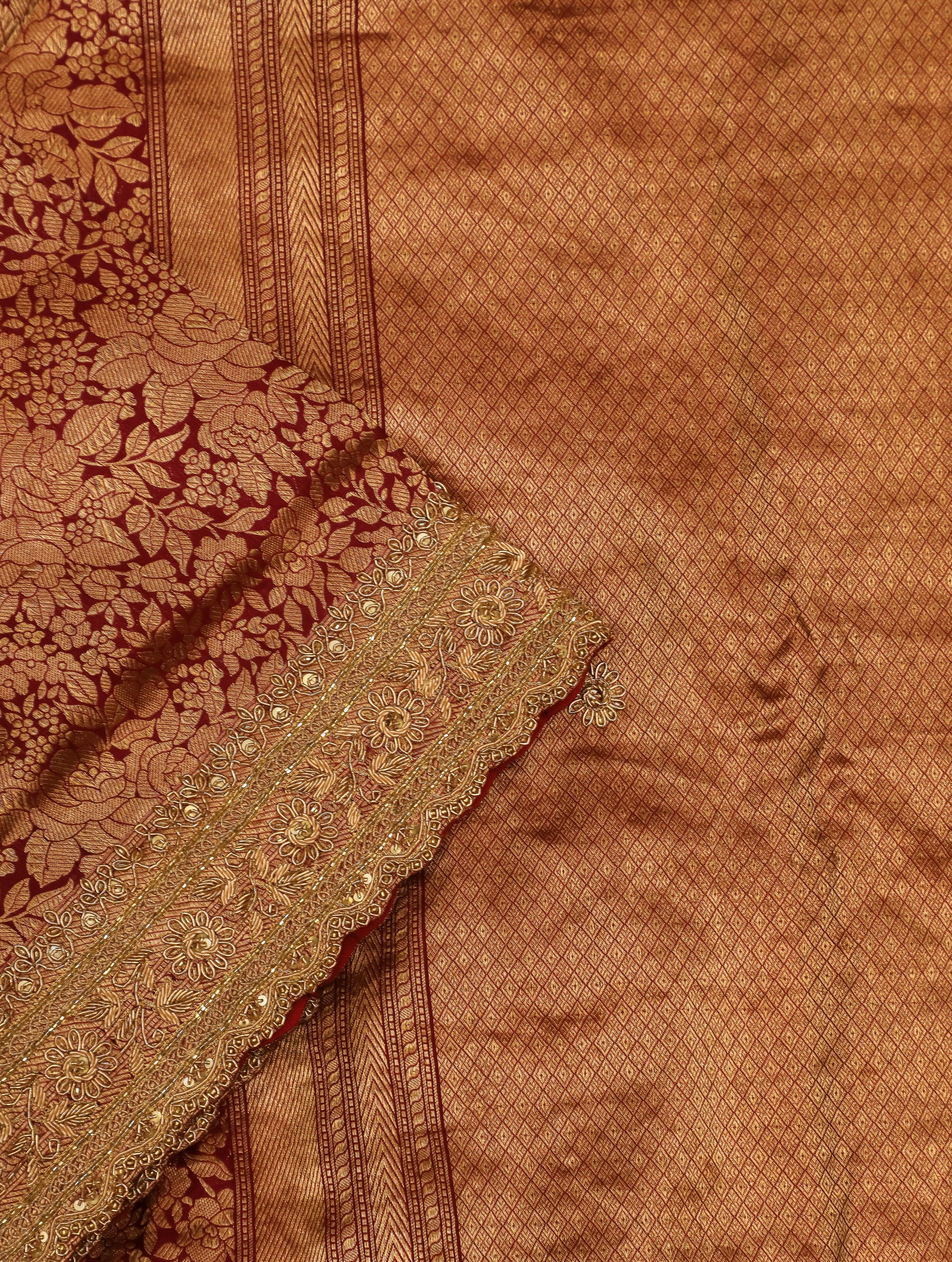 Designer Coffee Brown Katan Silk Saree - Sumangal Ekam