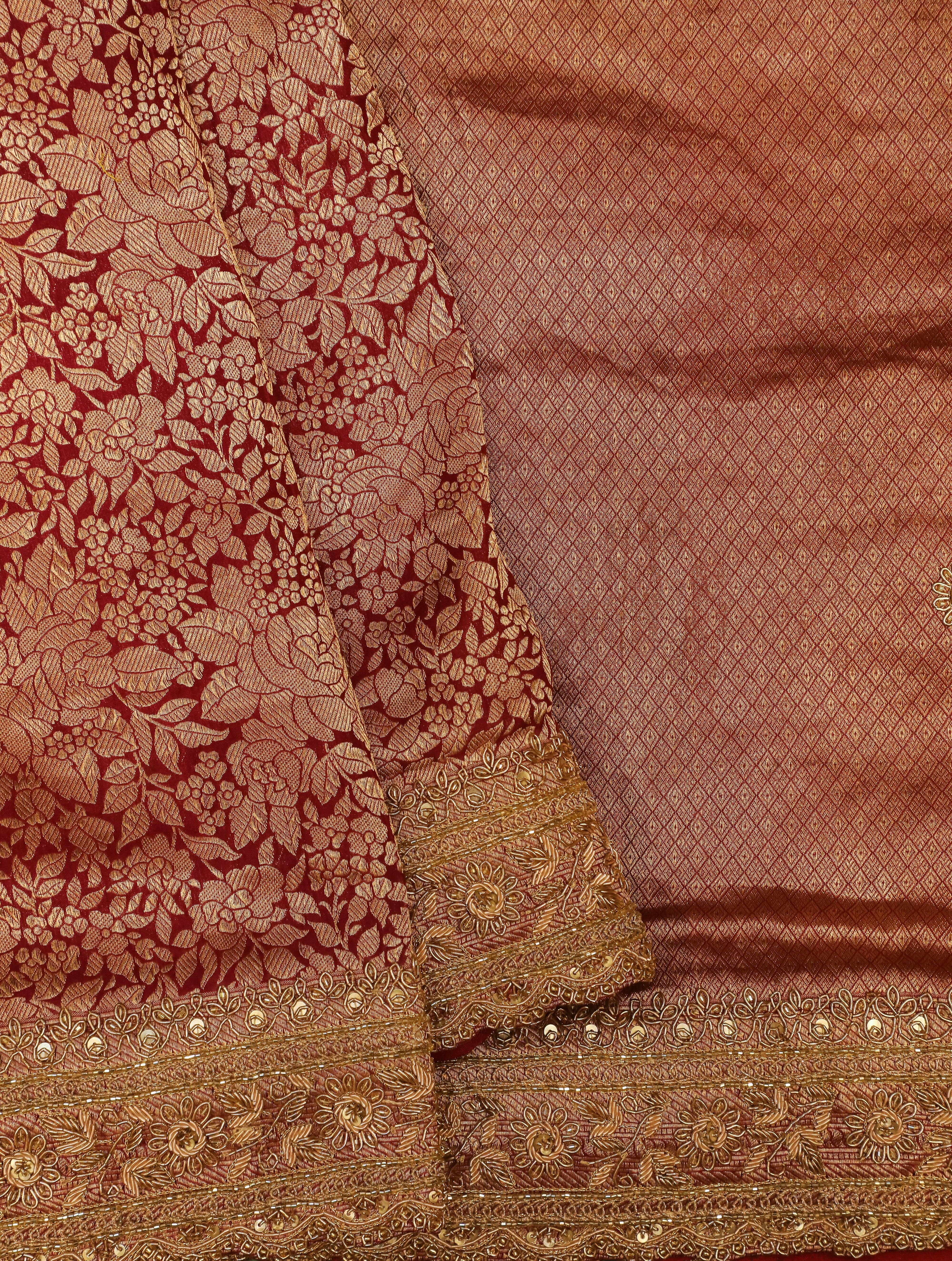 Designer Coffee Brown Katan Silk Saree - Sumangal Ekam