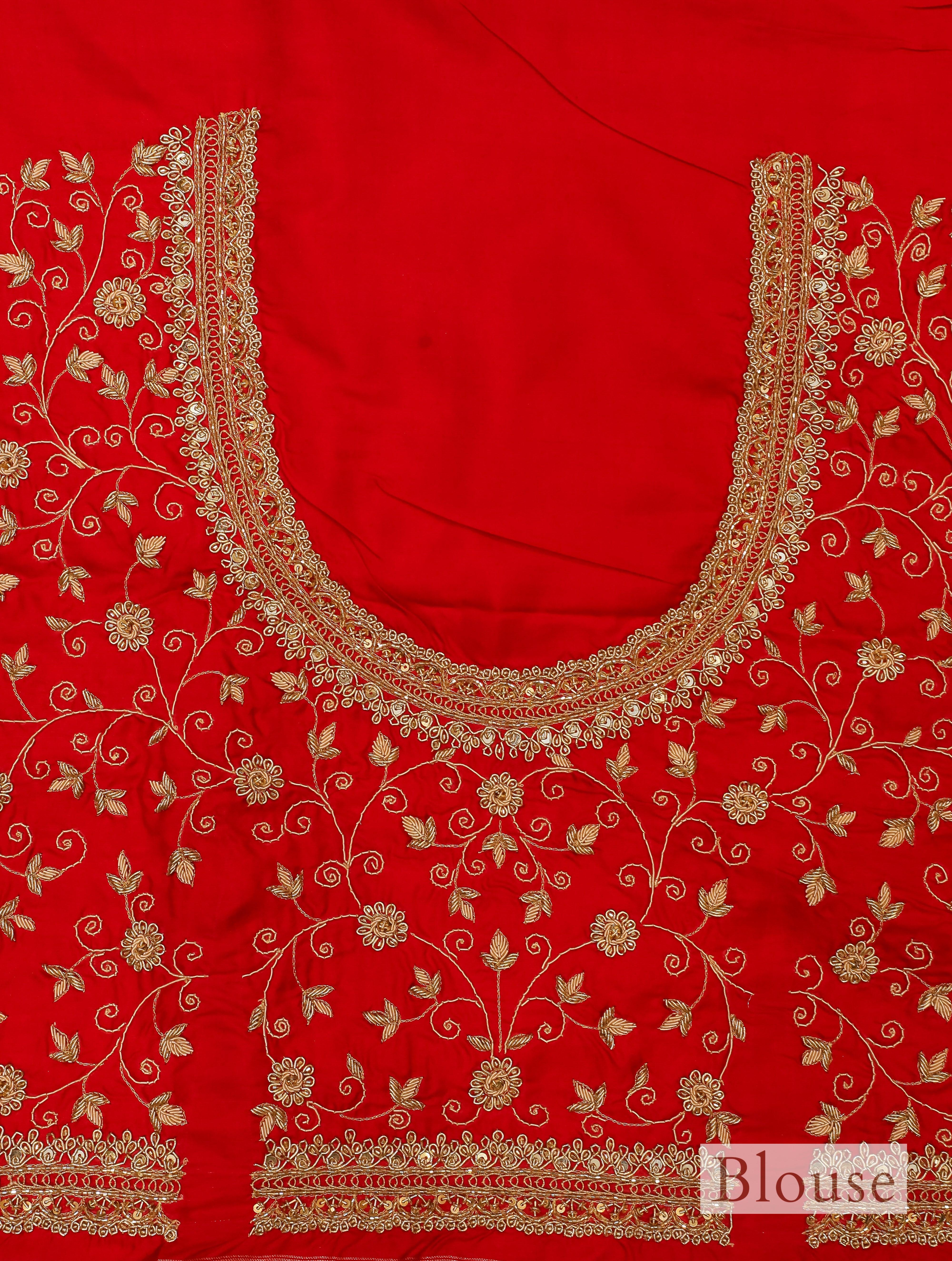 Designer Red  Katan Silk Saree - Sumangal Ekam