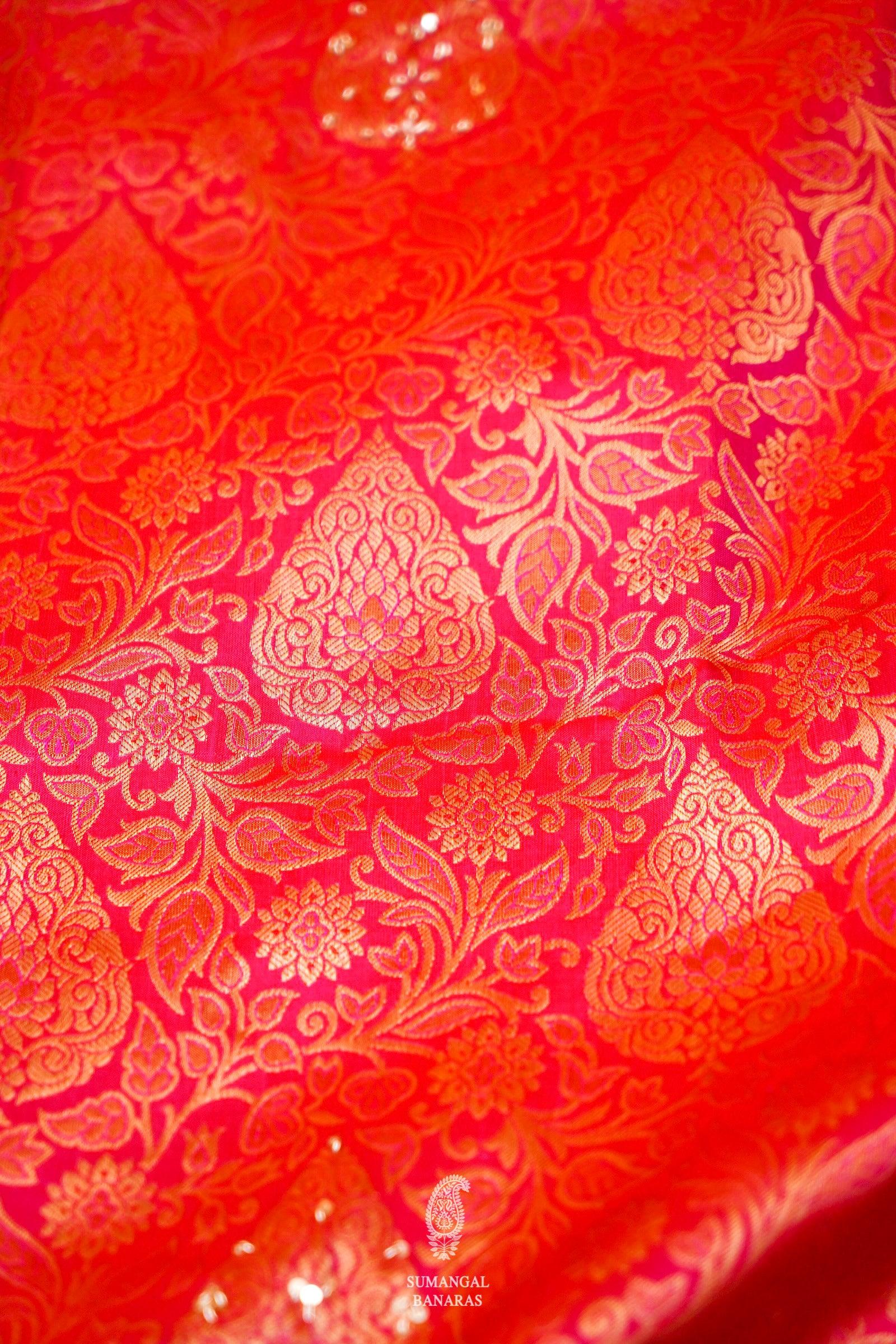 Designer Red Bridal Katan Silk Saree