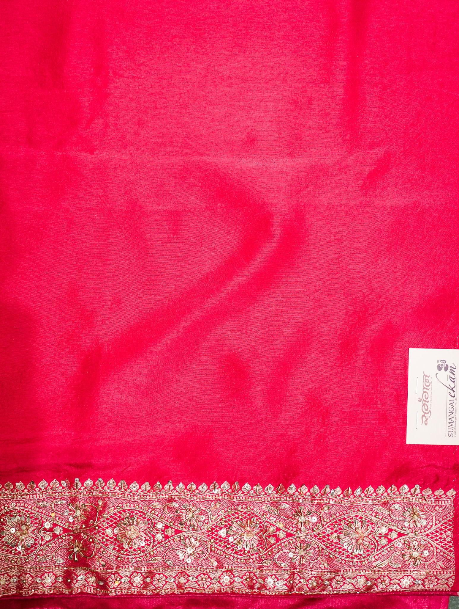 Designer Pink Katan Silk Saree