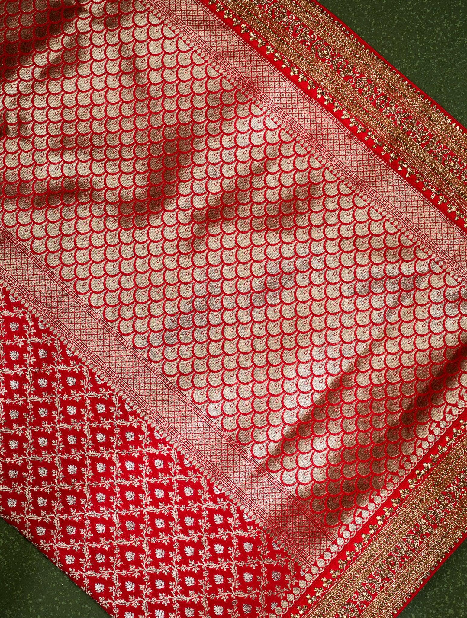 Designer Red Fancy Silk Saree
