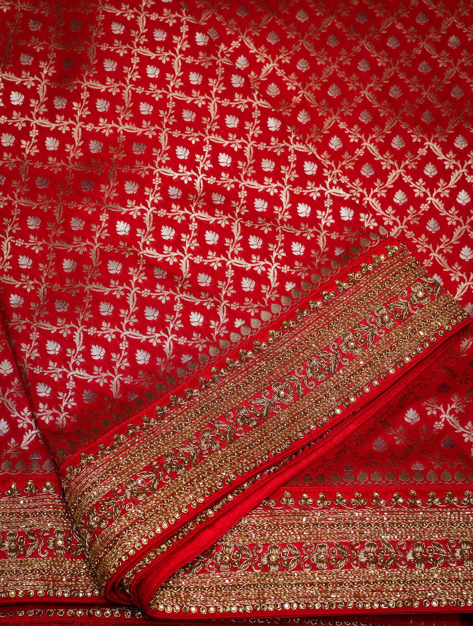 Designer Red Fancy Silk Saree