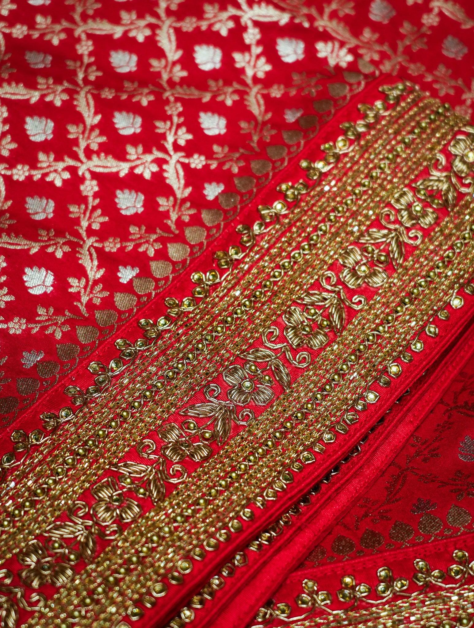 Designer Red Fancy Silk Saree