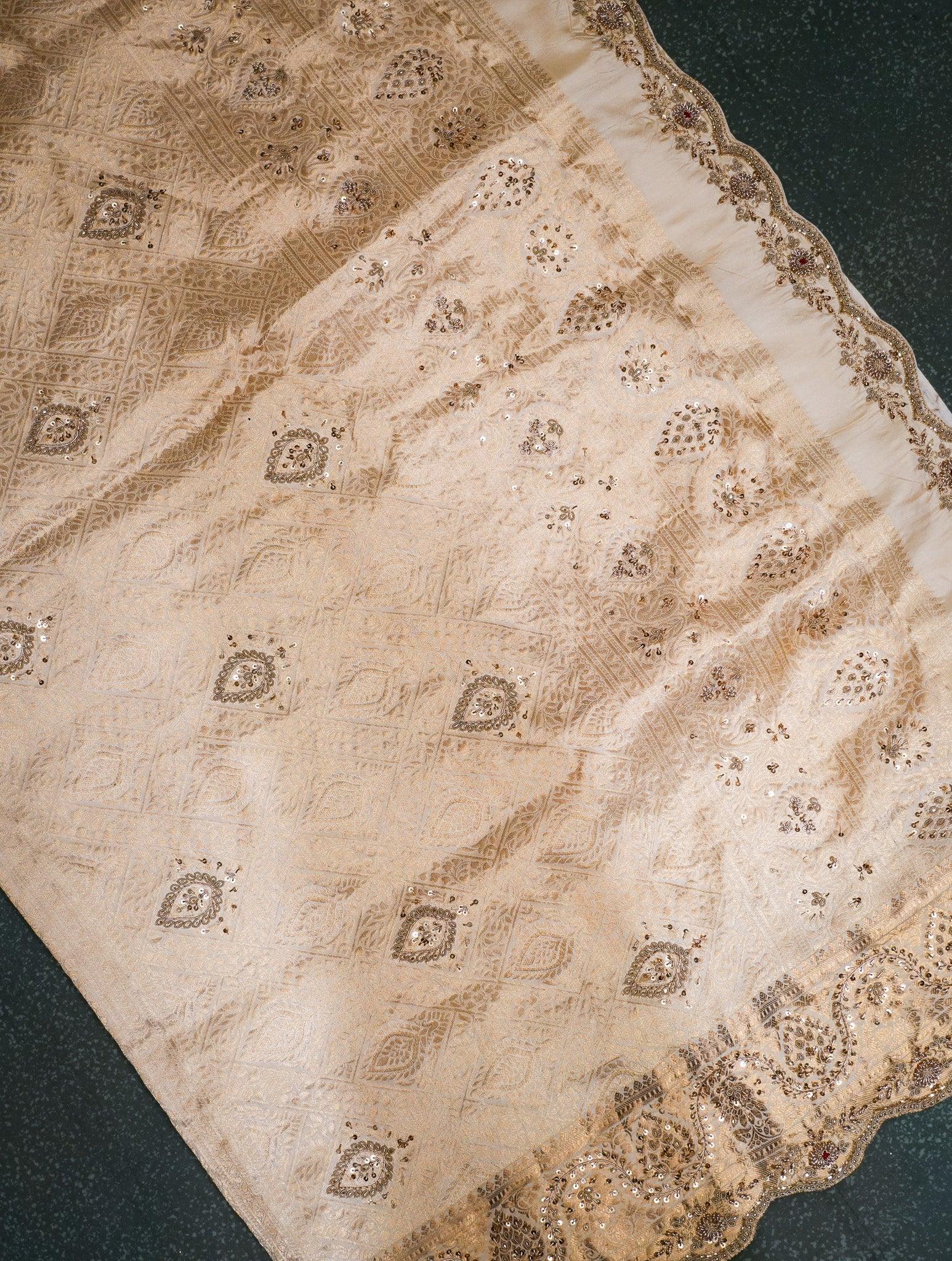 Designer Beige Kanjivaram Silk Saree