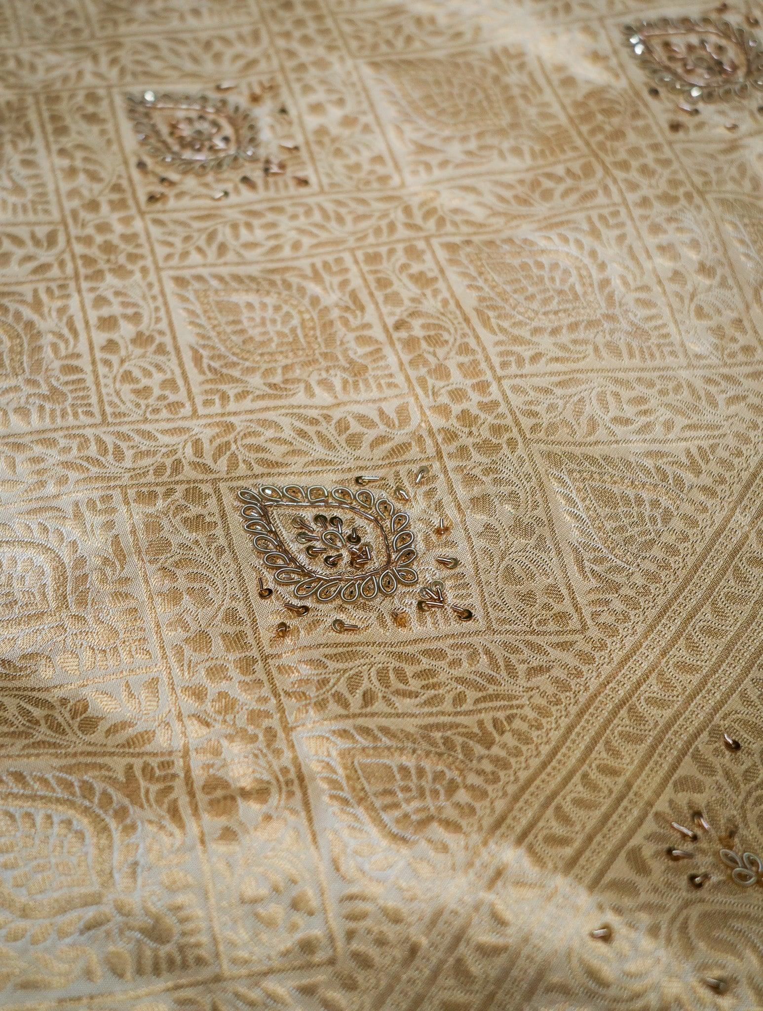 Designer Beige Kanjivaram Silk Saree