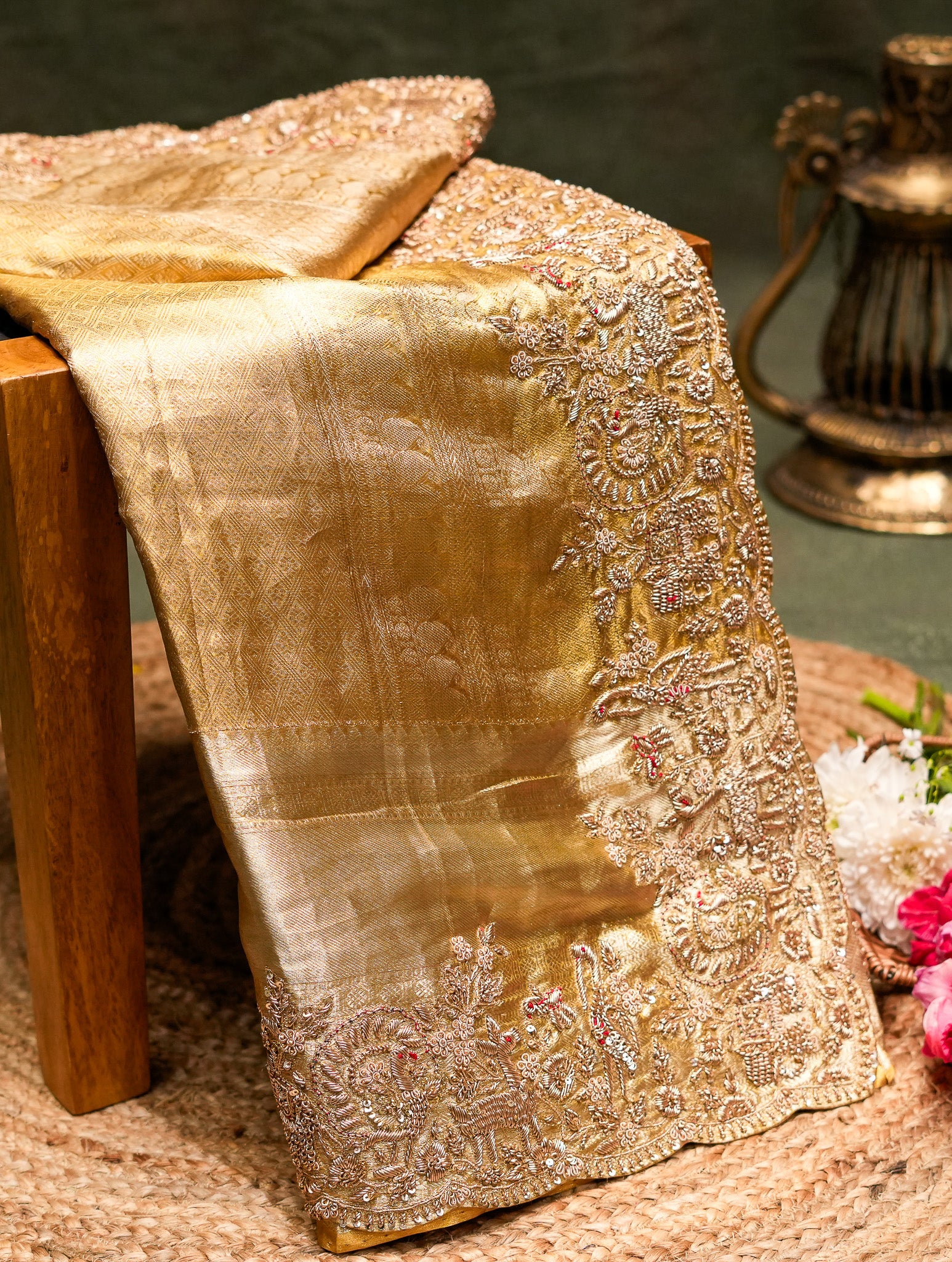 Designer Golden Tissue Silk Saree