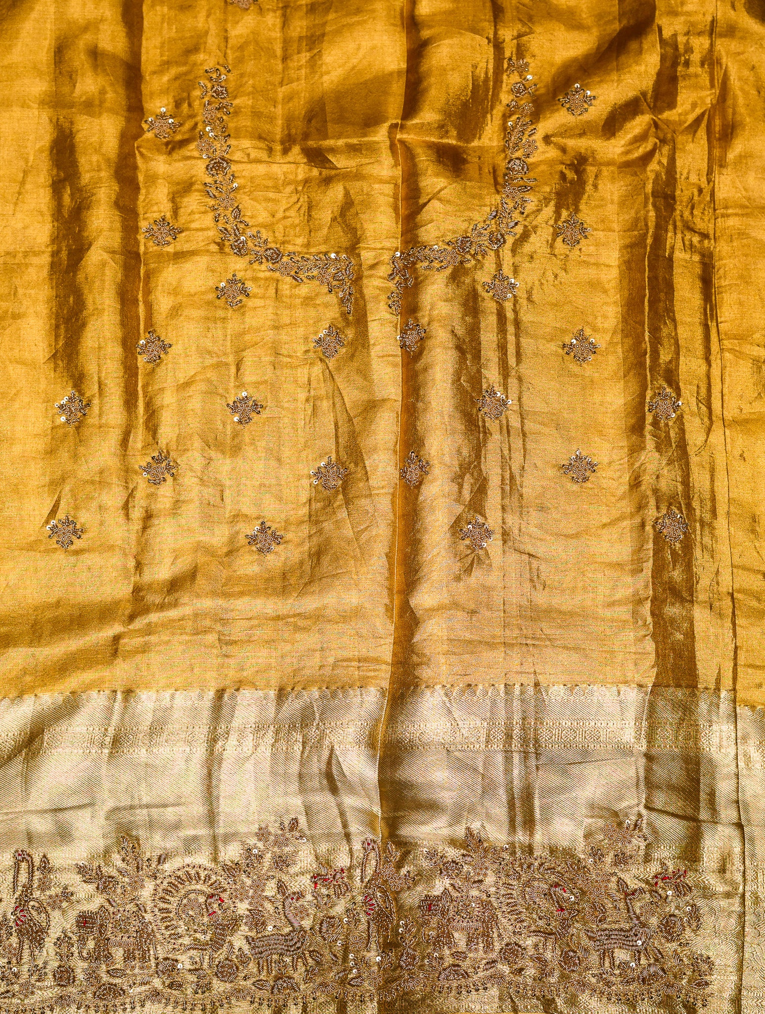 Designer Golden Tissue Silk Saree