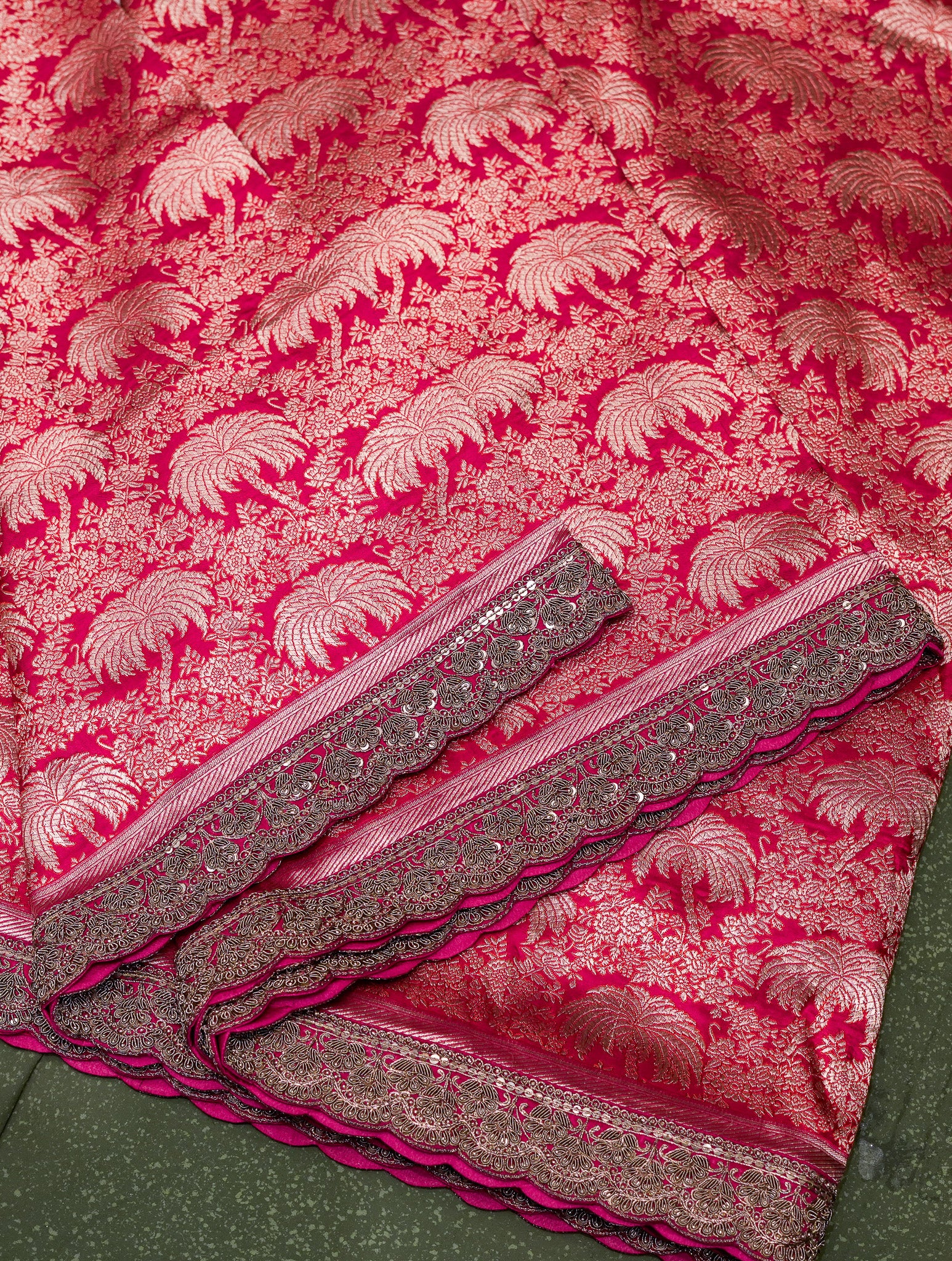 Designer Pink Katan Silk Saree