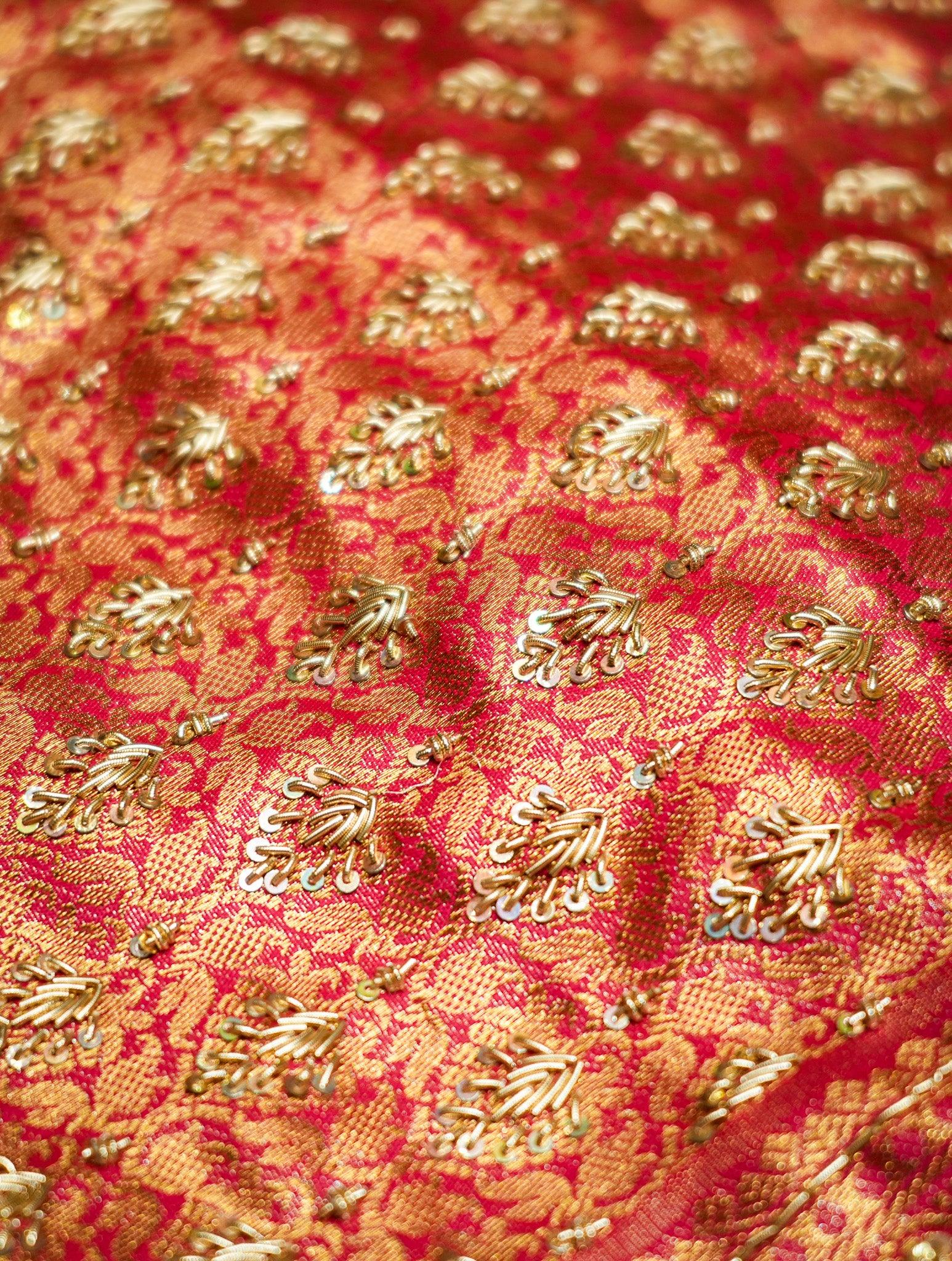 Designer Golden Katan Silk Saree