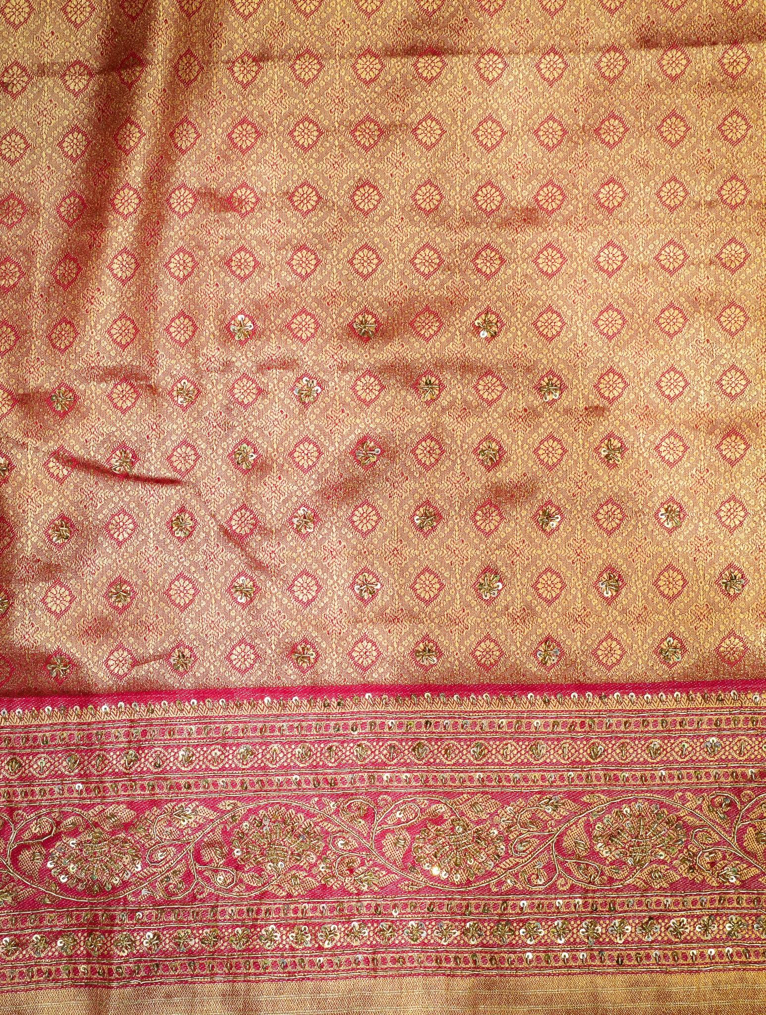 Designer Golden Katan Silk Saree