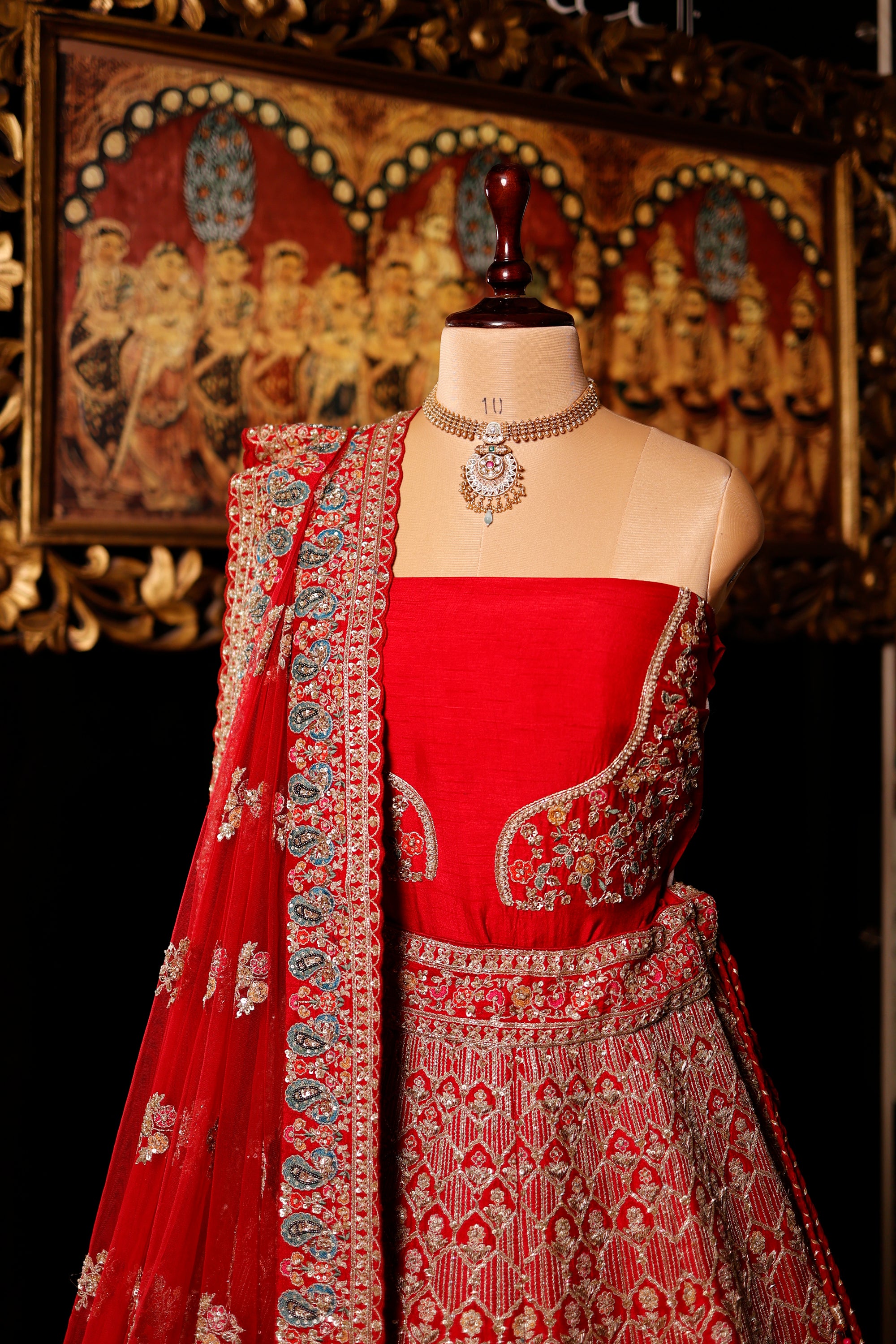 Designer Red Raw Silk Bridal Lehenga