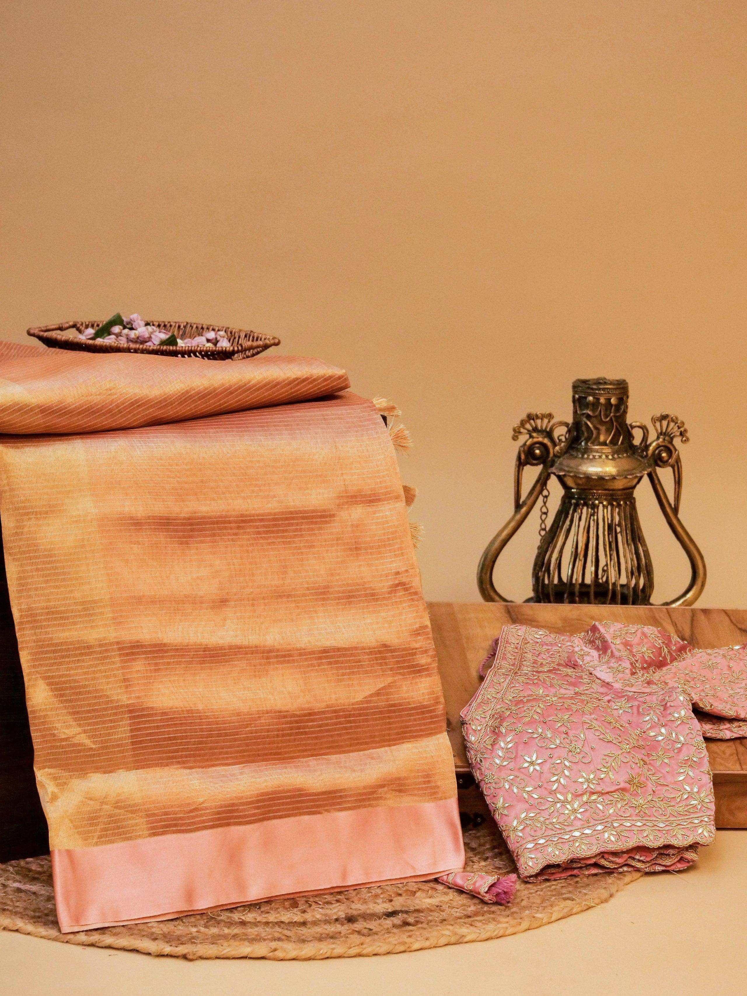 Handwoven Golden Banarasi Tissue Silk Saree - Sumangal Ekam