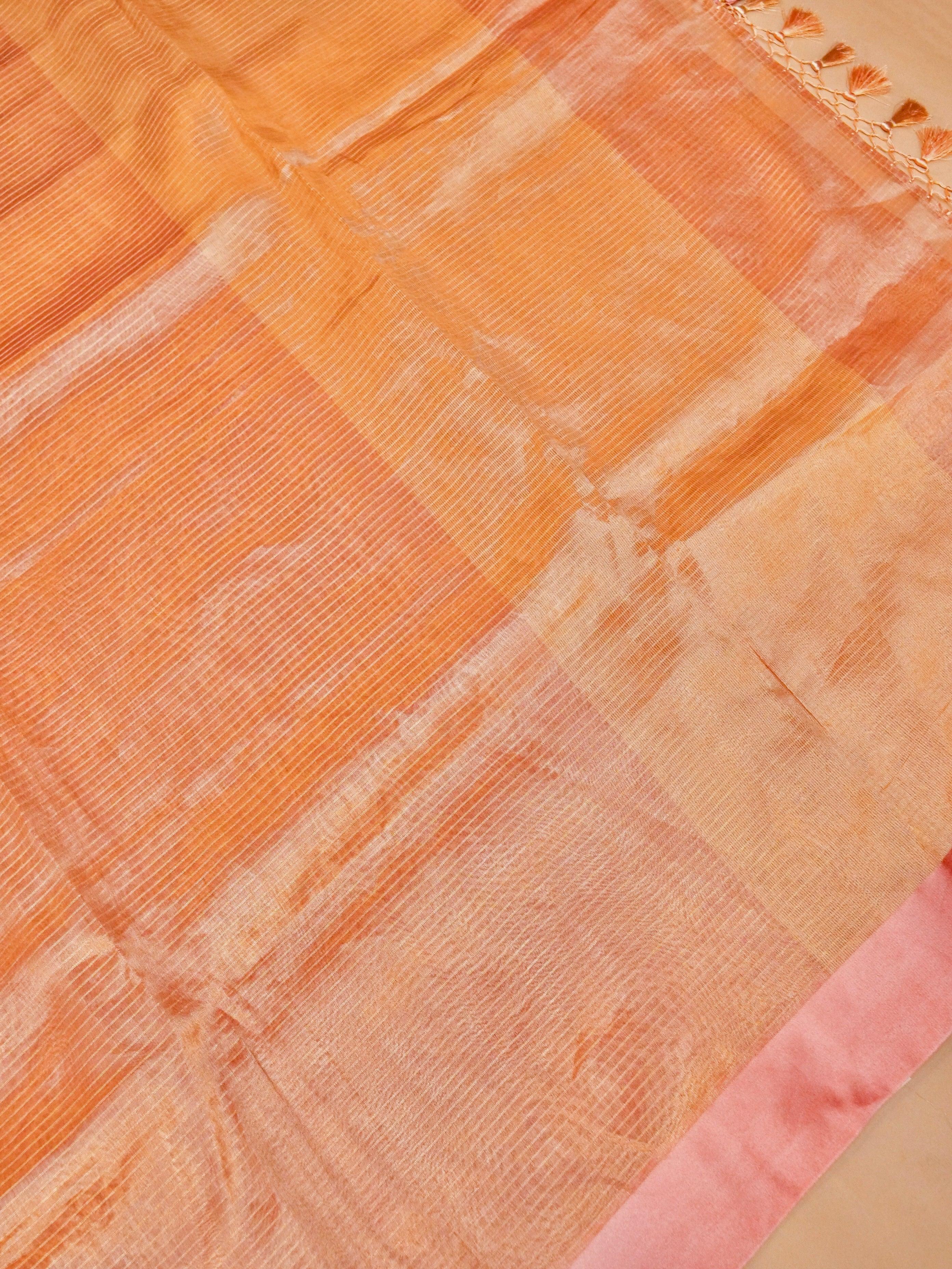 Handwoven Golden Banarasi Tissue Silk Saree - Sumangal Ekam