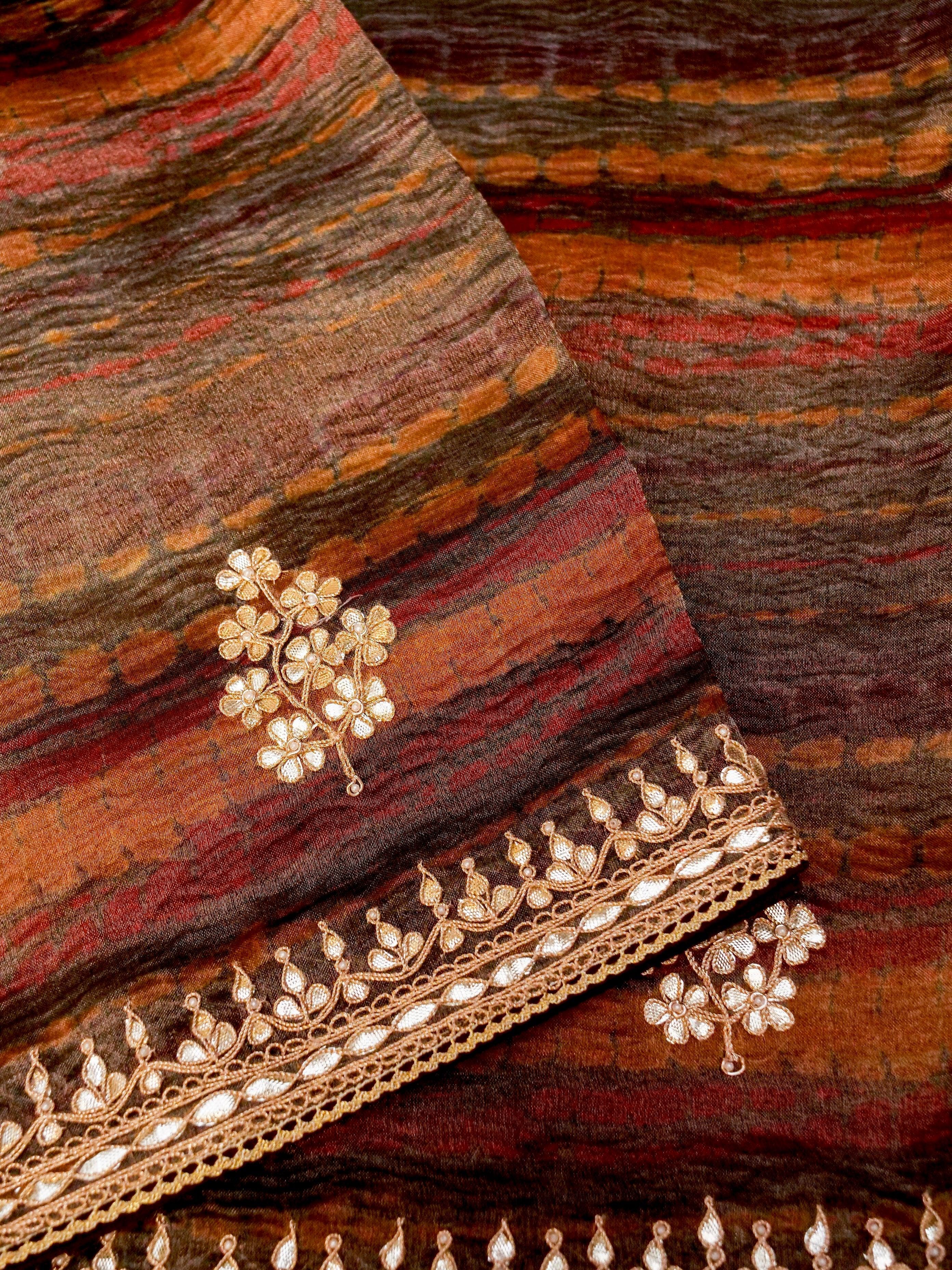 Designer Multi Color Crush Tissue Silk Saree - Sumangal Ekam