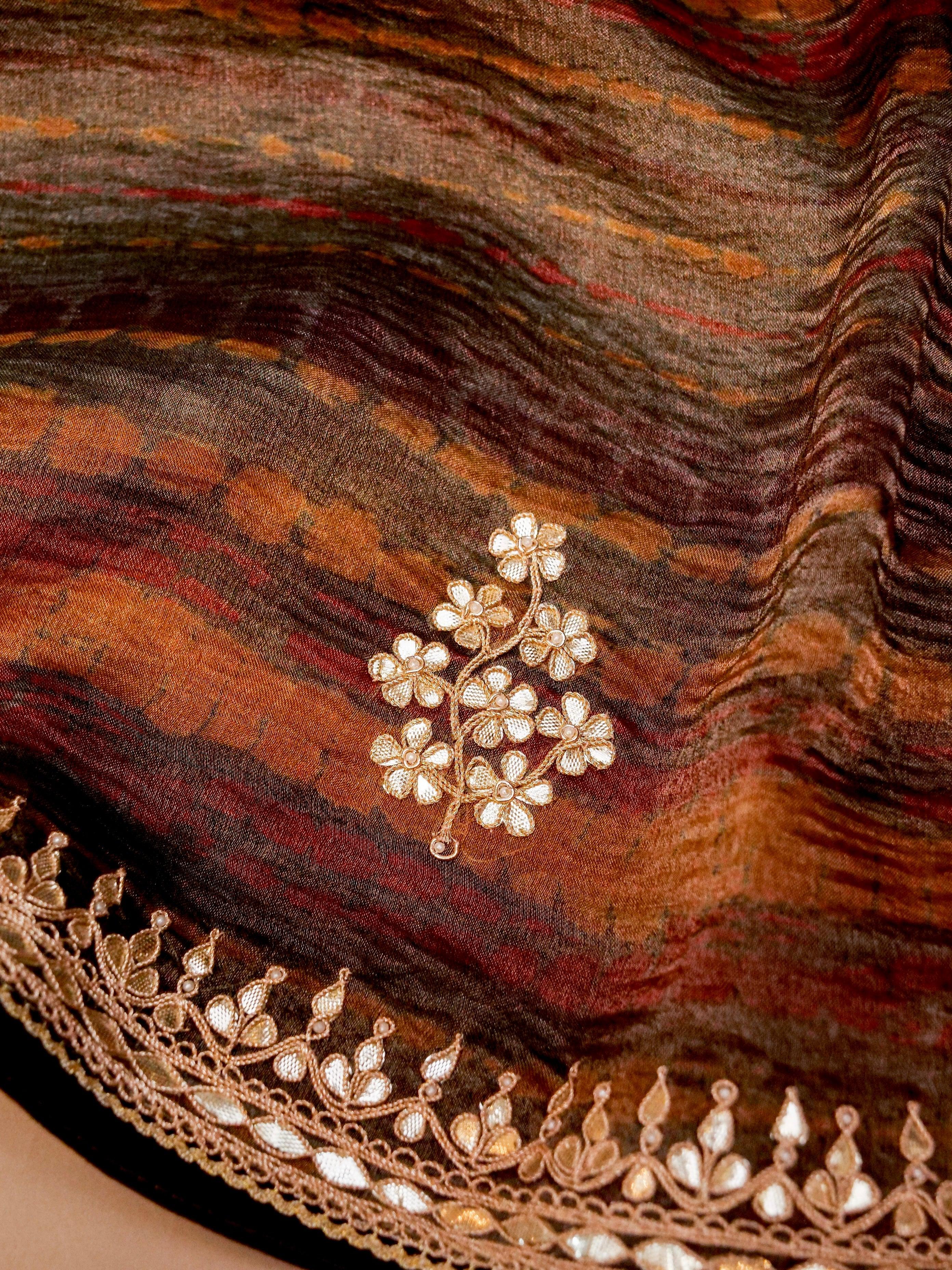 Designer Multi Color Crush Tissue Silk Saree - Sumangal Ekam