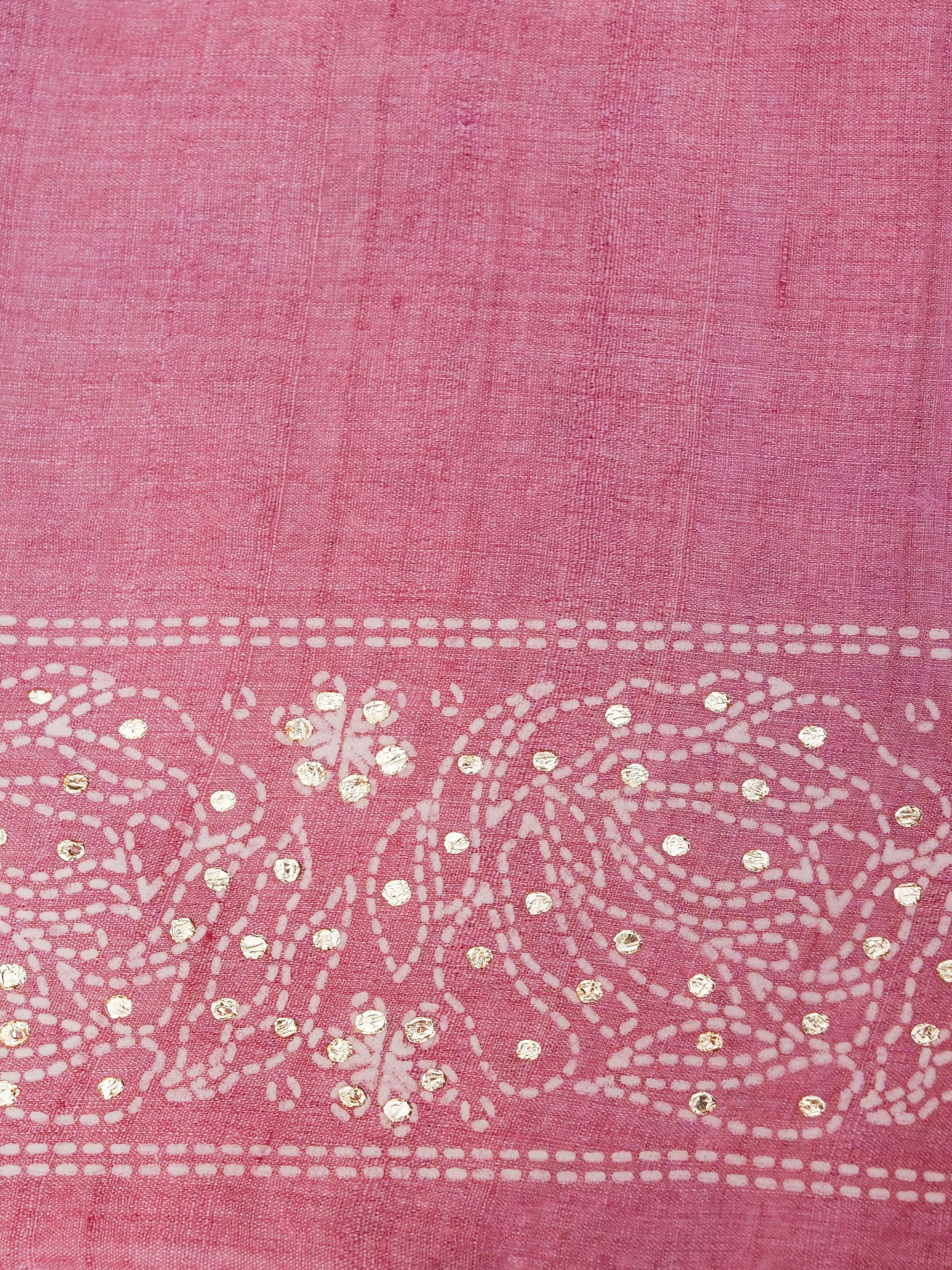 Designer Pink Tussar Silk Saree - Sumangal Ekam
