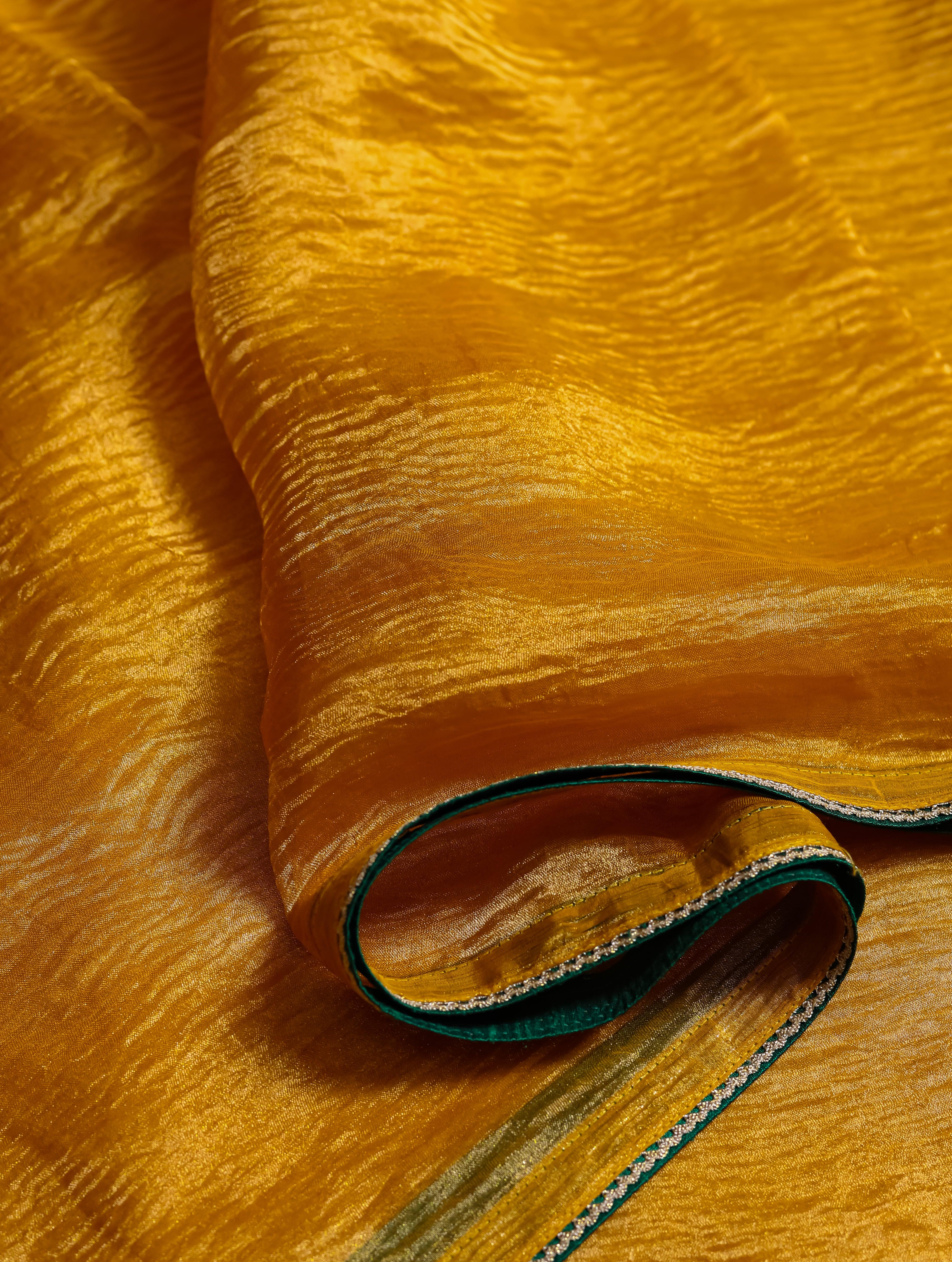 Designer Golden Crush Tissue Silk Saree - Sumangal Ekam