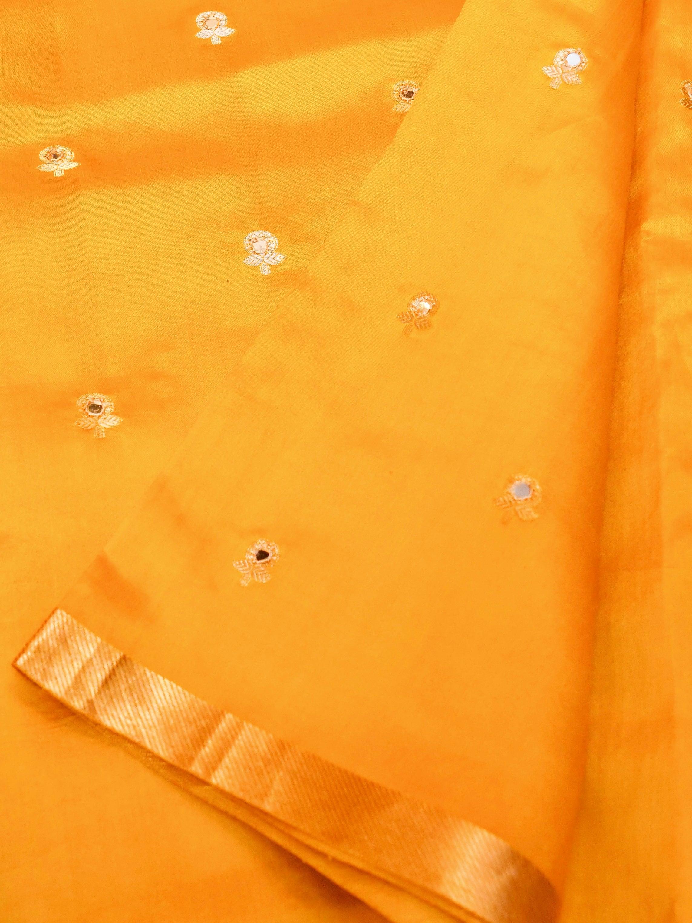 Handwoven Yellow Banarasi Soft Silk Saree - Sumangal Ekam