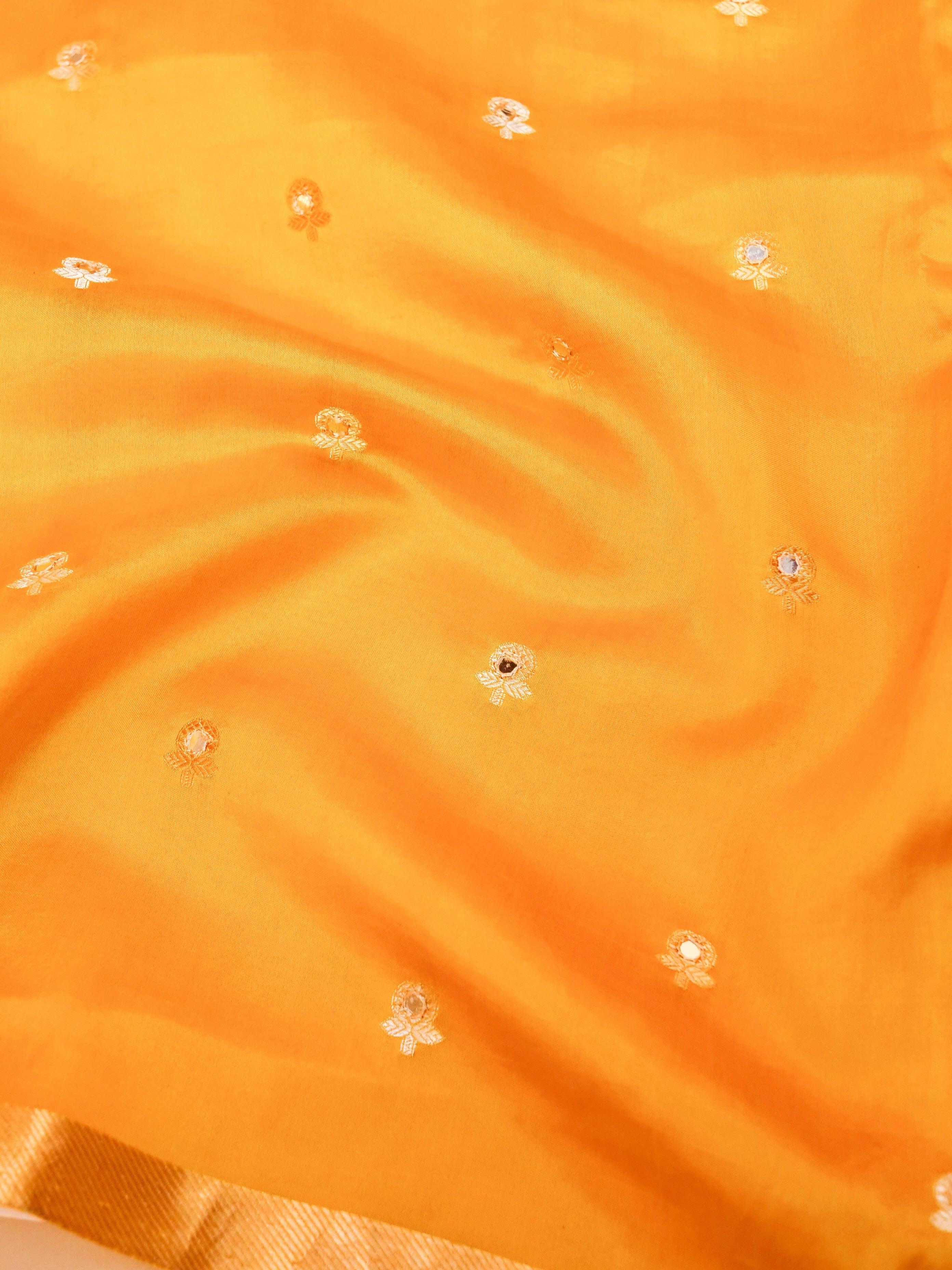 Handwoven Yellow Banarasi Soft Silk Saree - Sumangal Ekam
