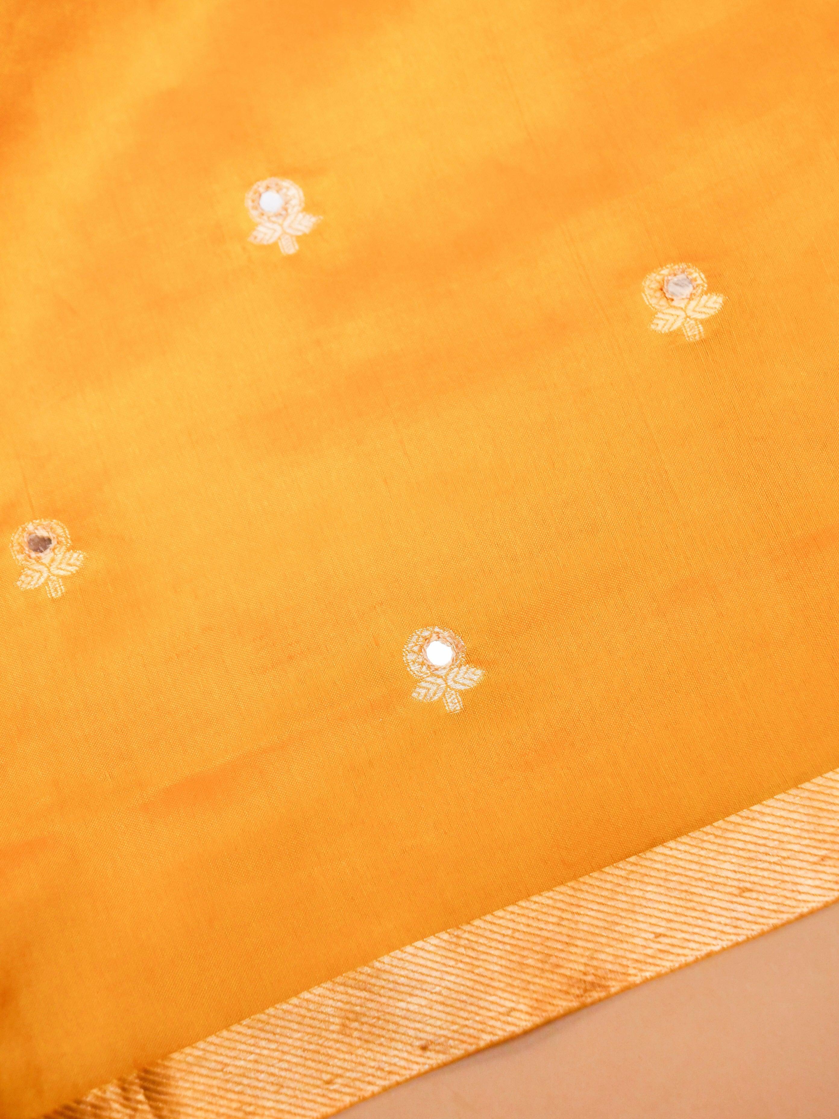 Handwoven Yellow Banarasi Soft Silk Saree - Sumangal Ekam