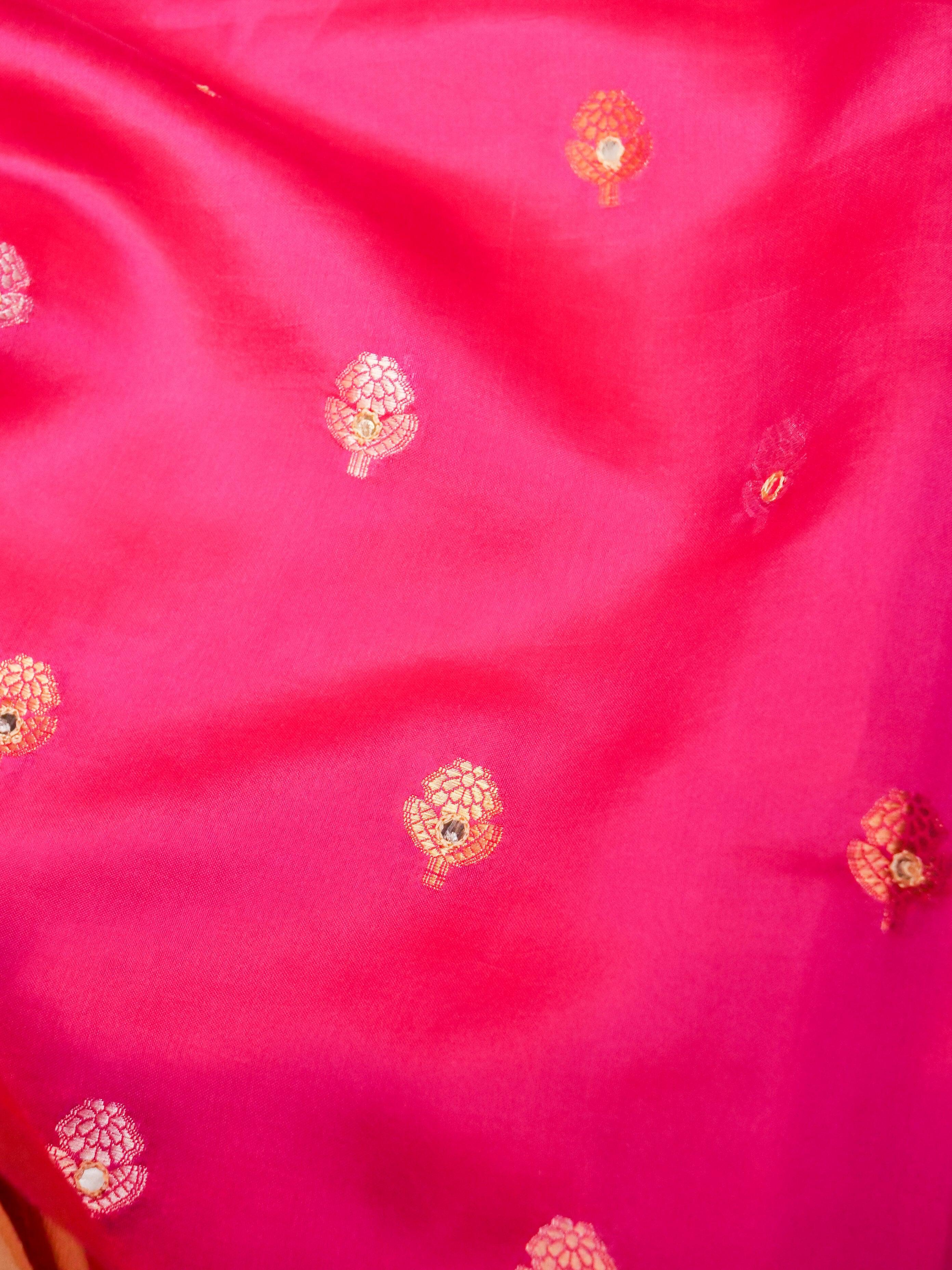 Handwoven Pink Banarasi Soft Silk Saree - Sumangal Ekam