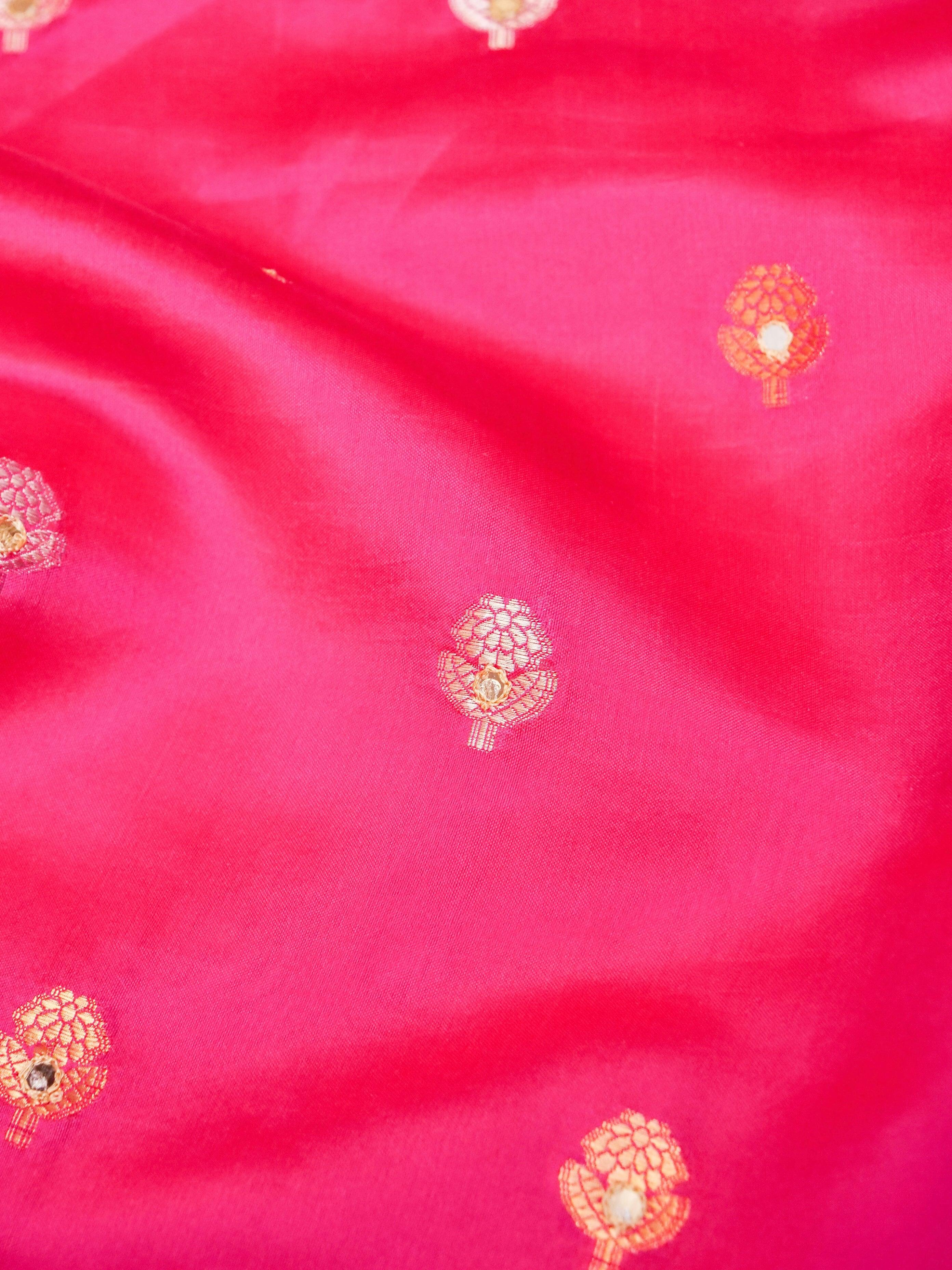 Handwoven Pink Banarasi Soft Silk Saree - Sumangal Ekam