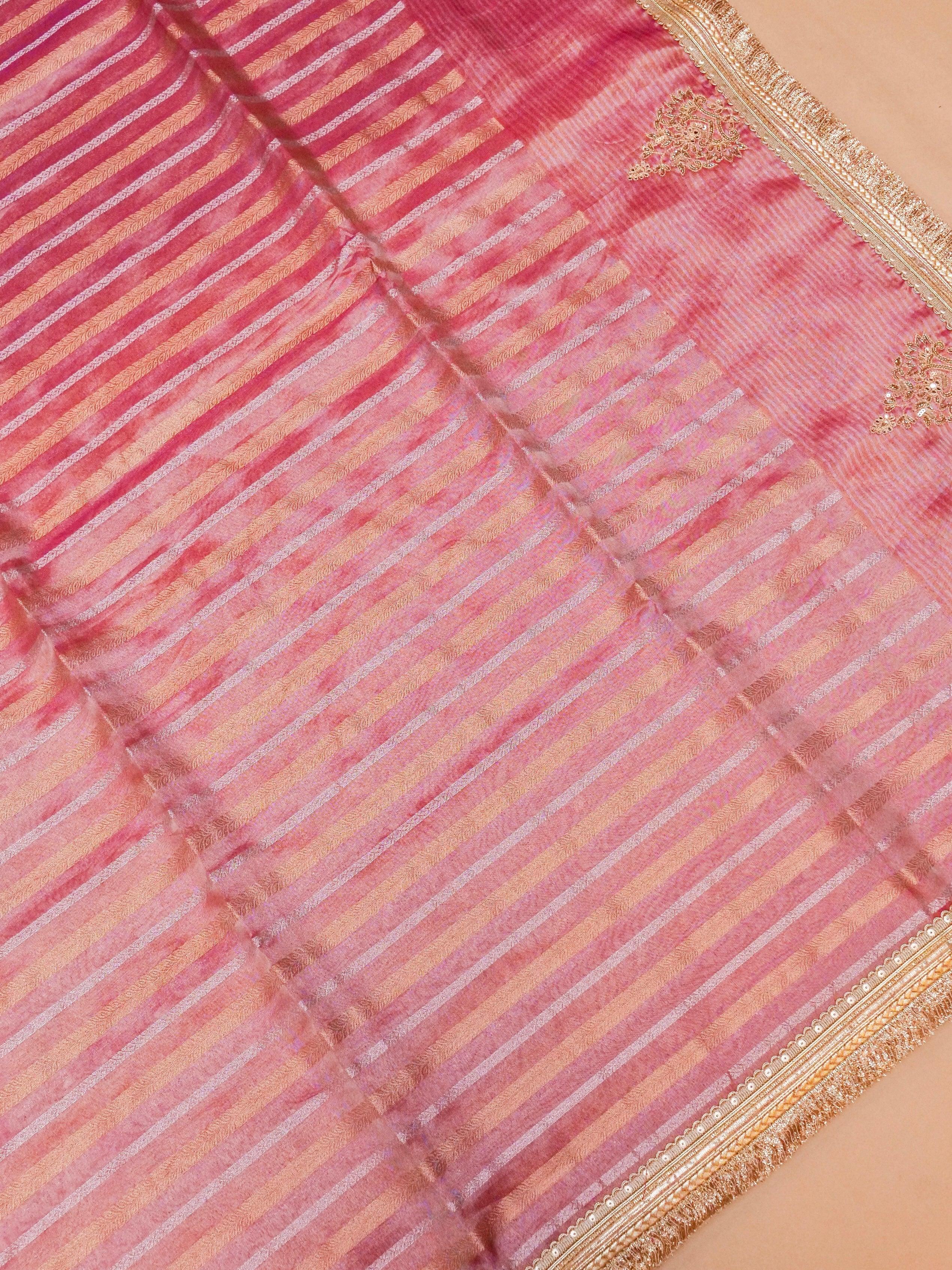 Designer Pink Tissue Silk Saree - Sumangal Ekam