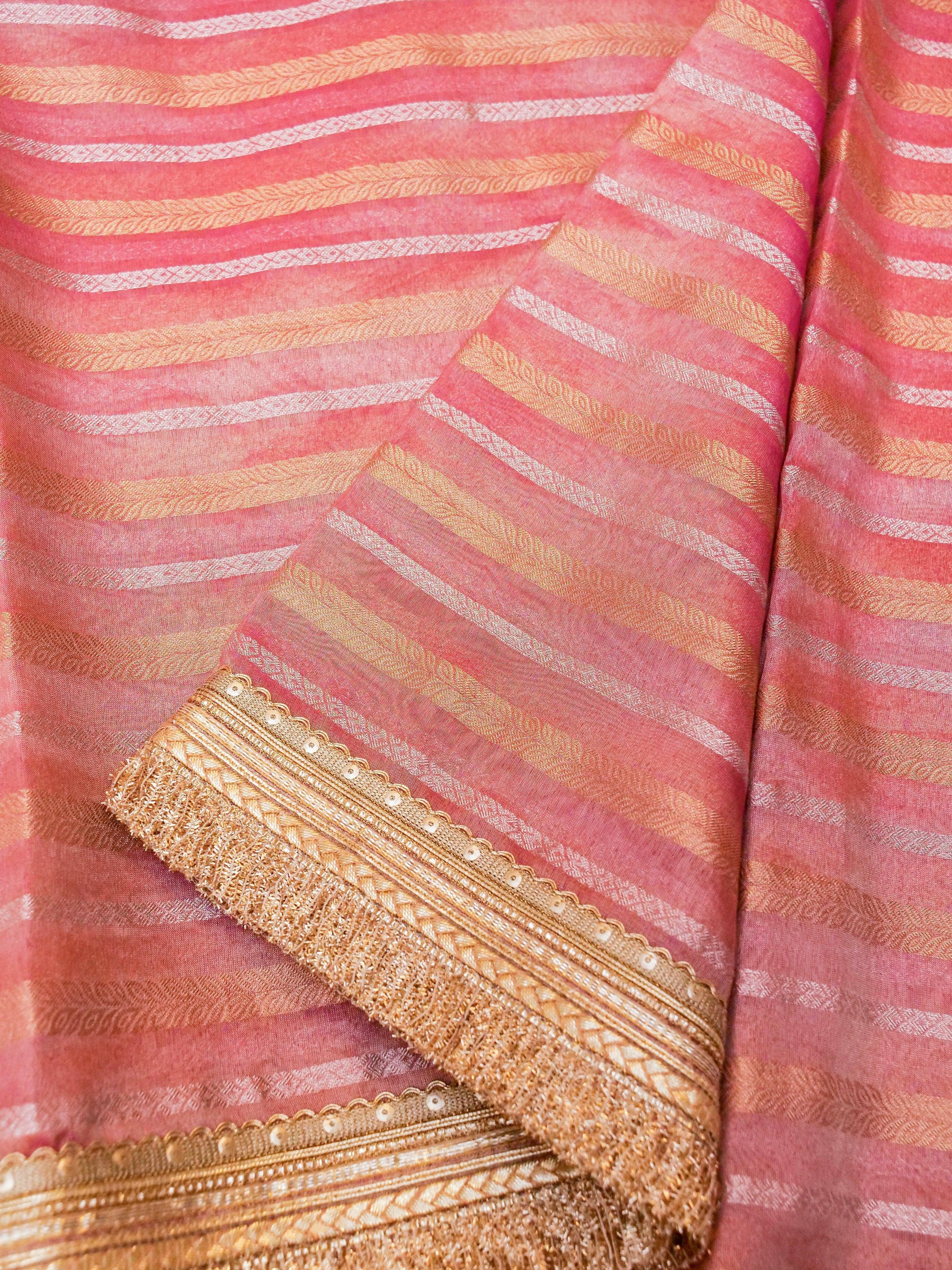 Designer Pink Tissue Silk Saree - Sumangal Ekam