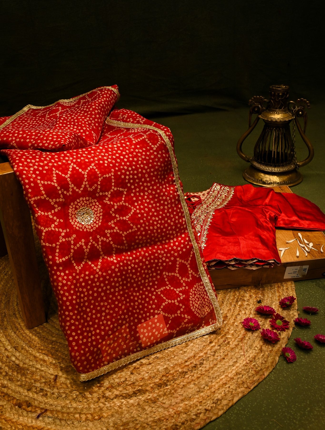 Designer Red Organza Silk Saree