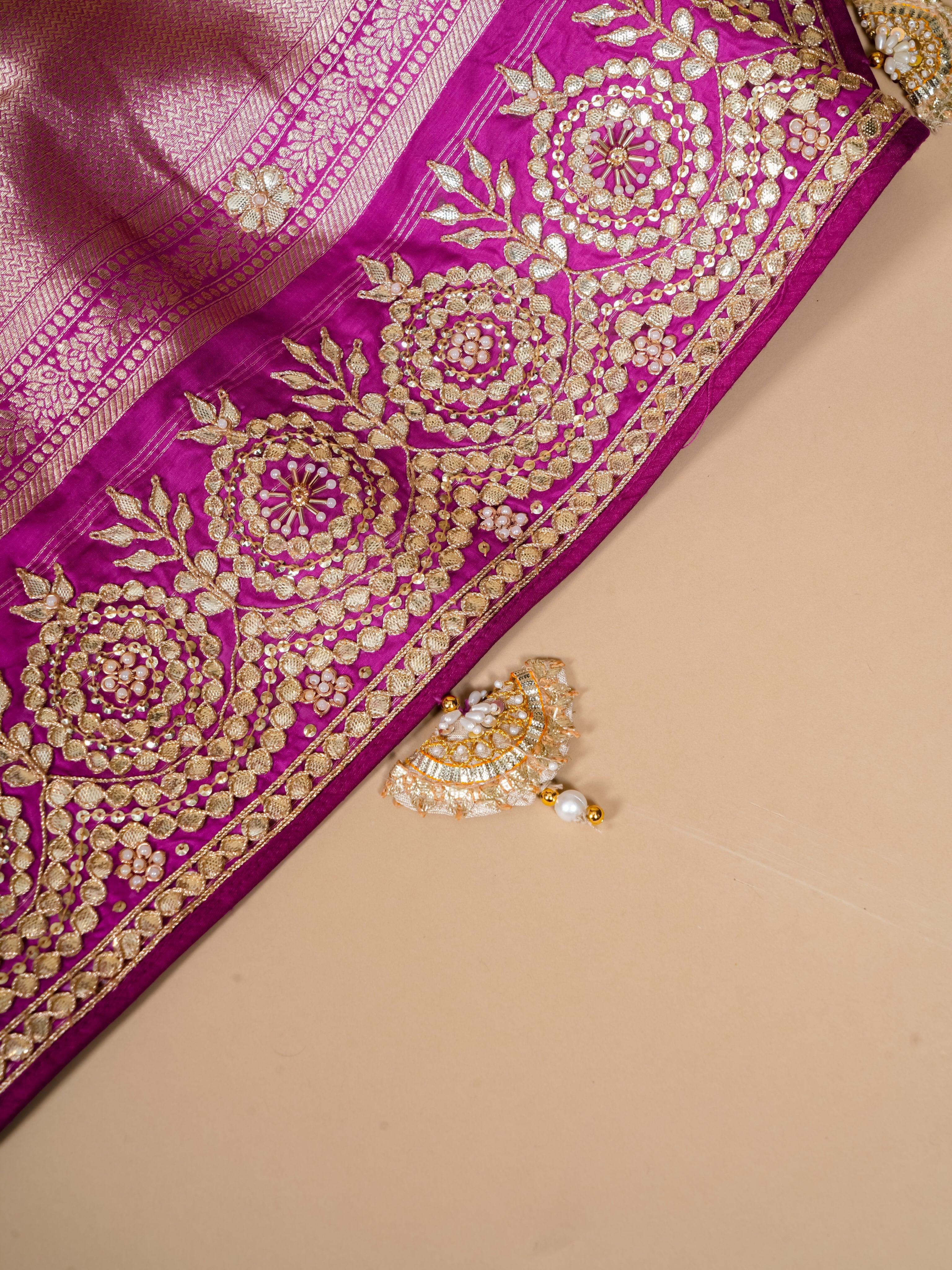 Handwoven Magenta Banarasi Katan Soft Silk Saree - Sumangal Ekam
