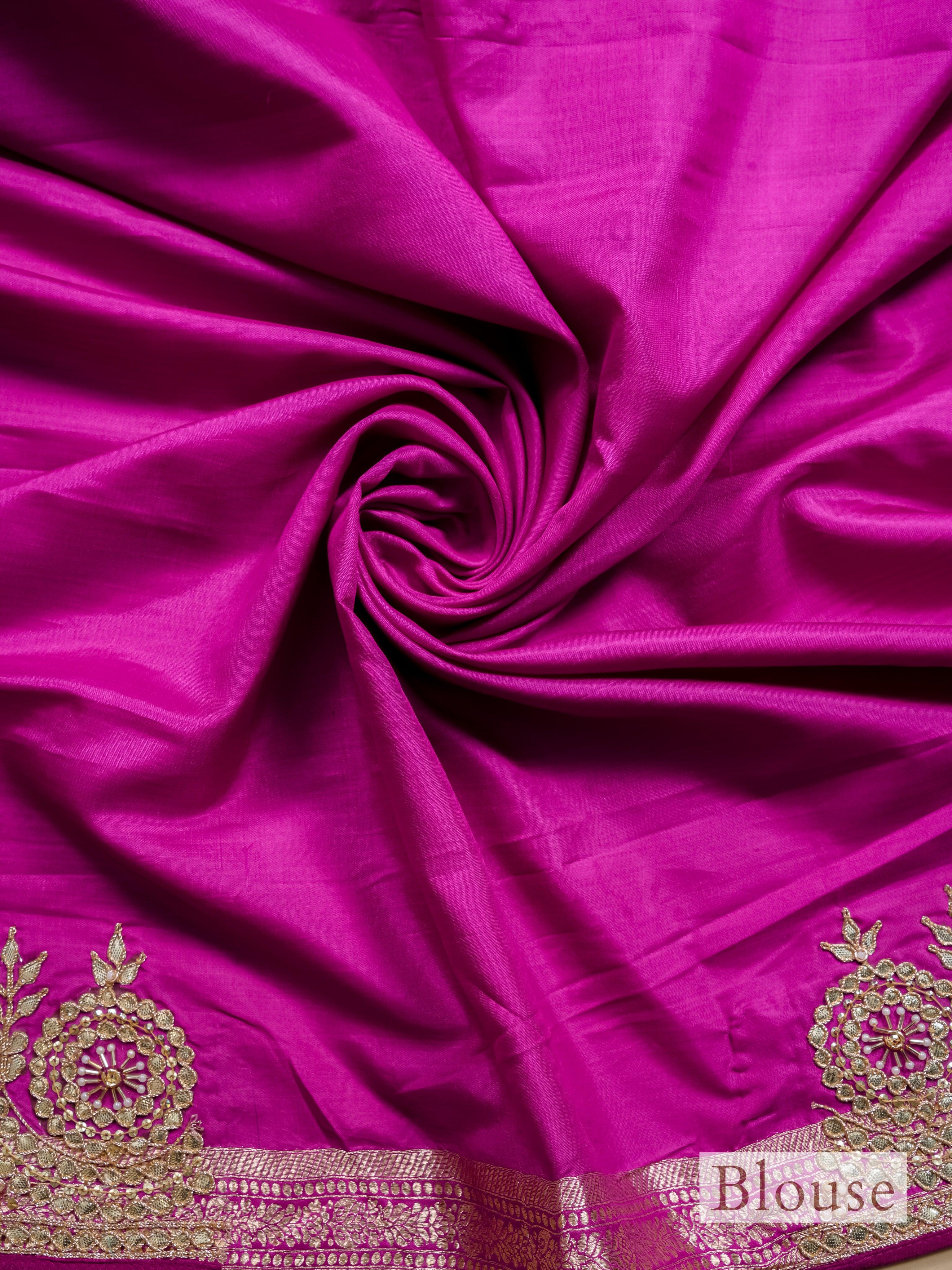 Handwoven Magenta Banarasi Katan Soft Silk Saree - Sumangal Ekam