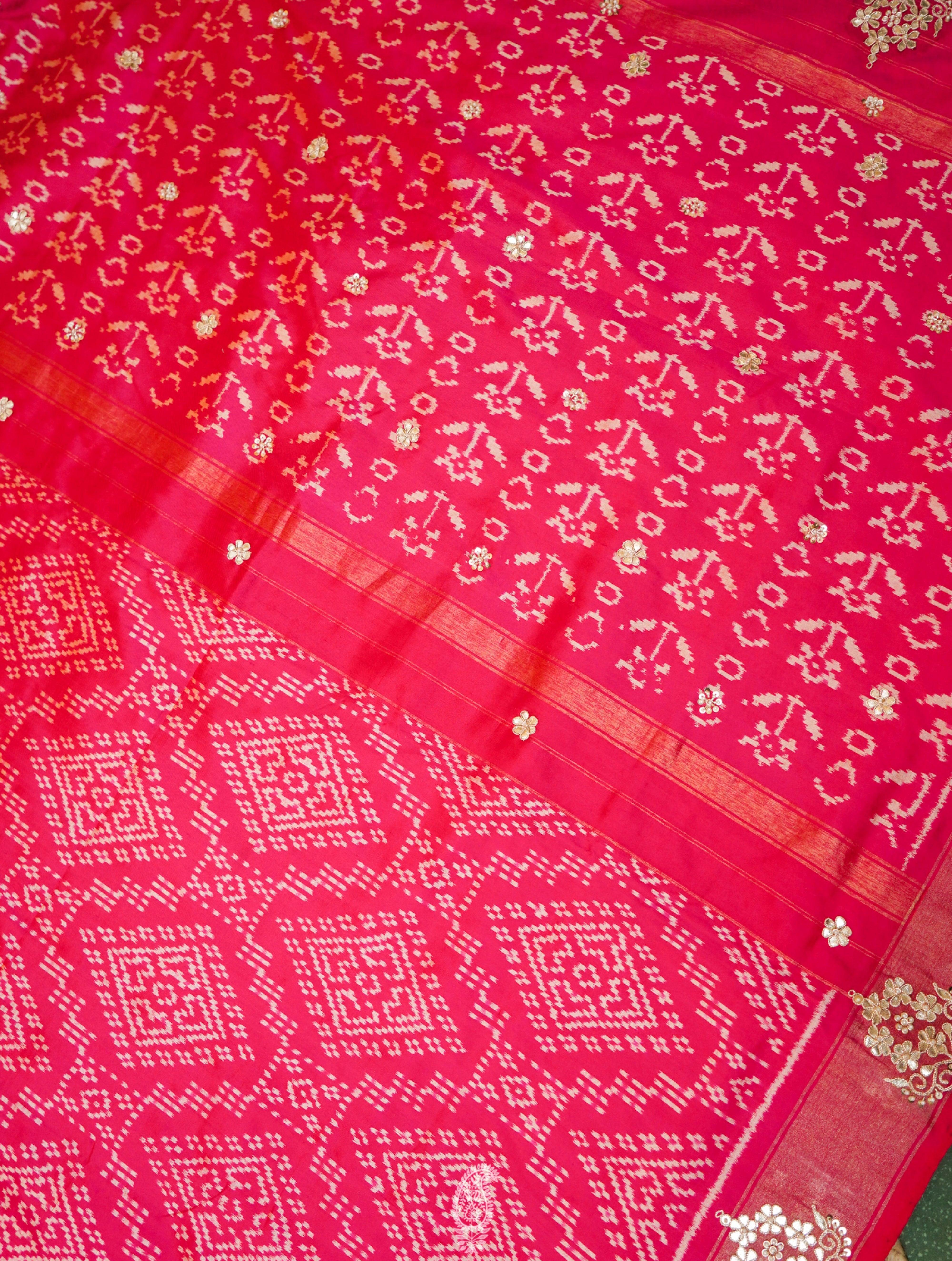 Designer Pink Bridal Katan Silk Saree