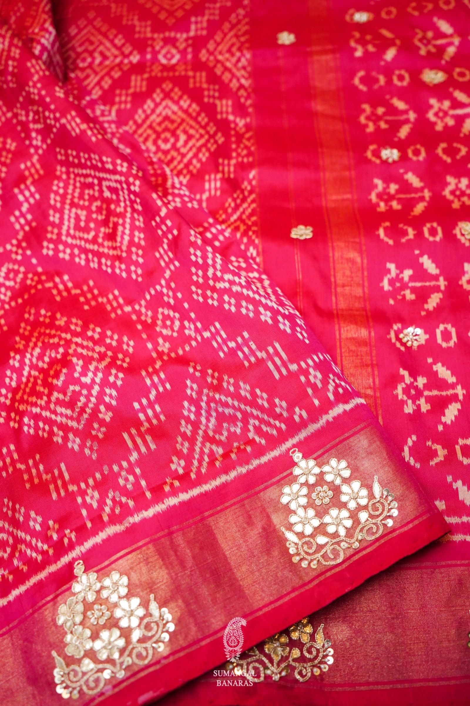 Designer Pink Bridal Katan Silk Saree